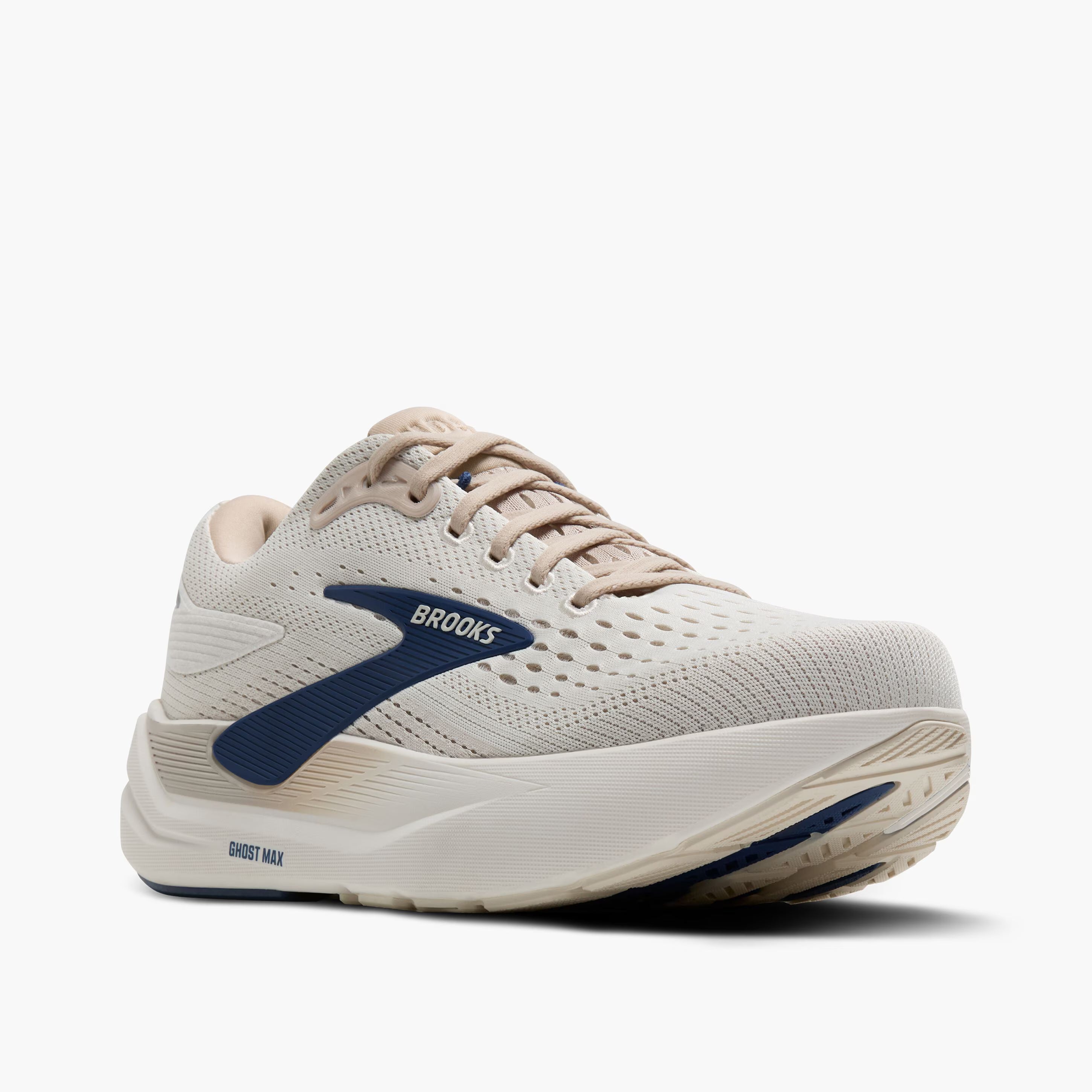 Men's Brooks Ghost Max 3 Road Running Shoe in Coconut/Chateau/Navy