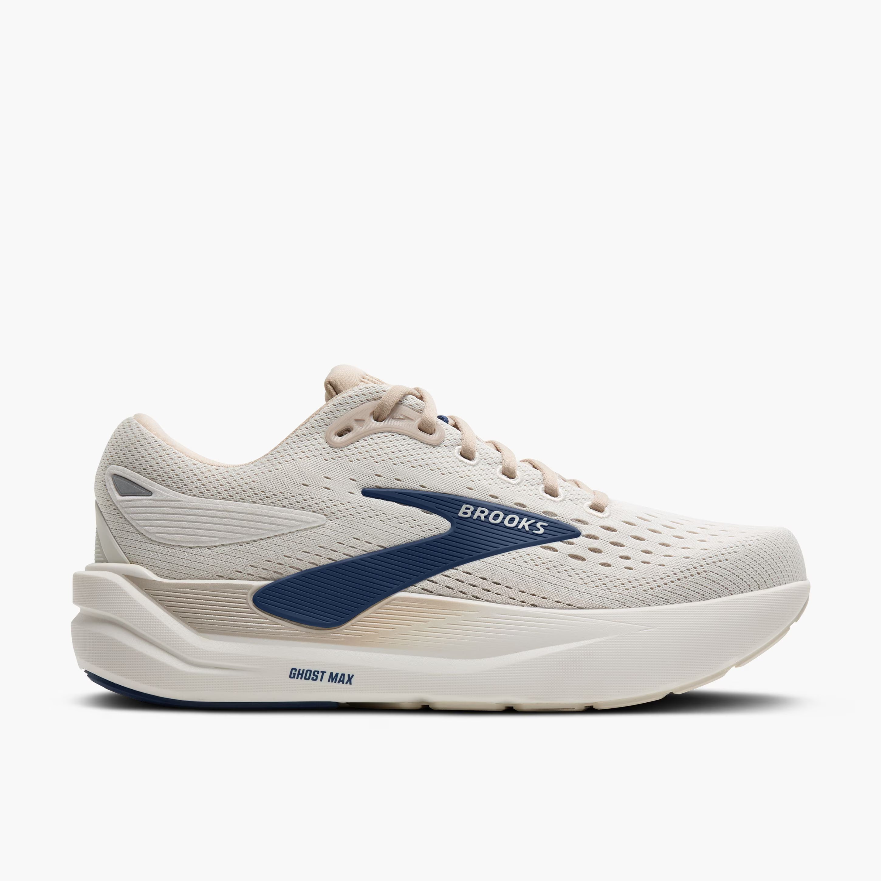 Men's Brooks Ghost Max 3 Road Running Shoe in Coconut/Chateau/Navy