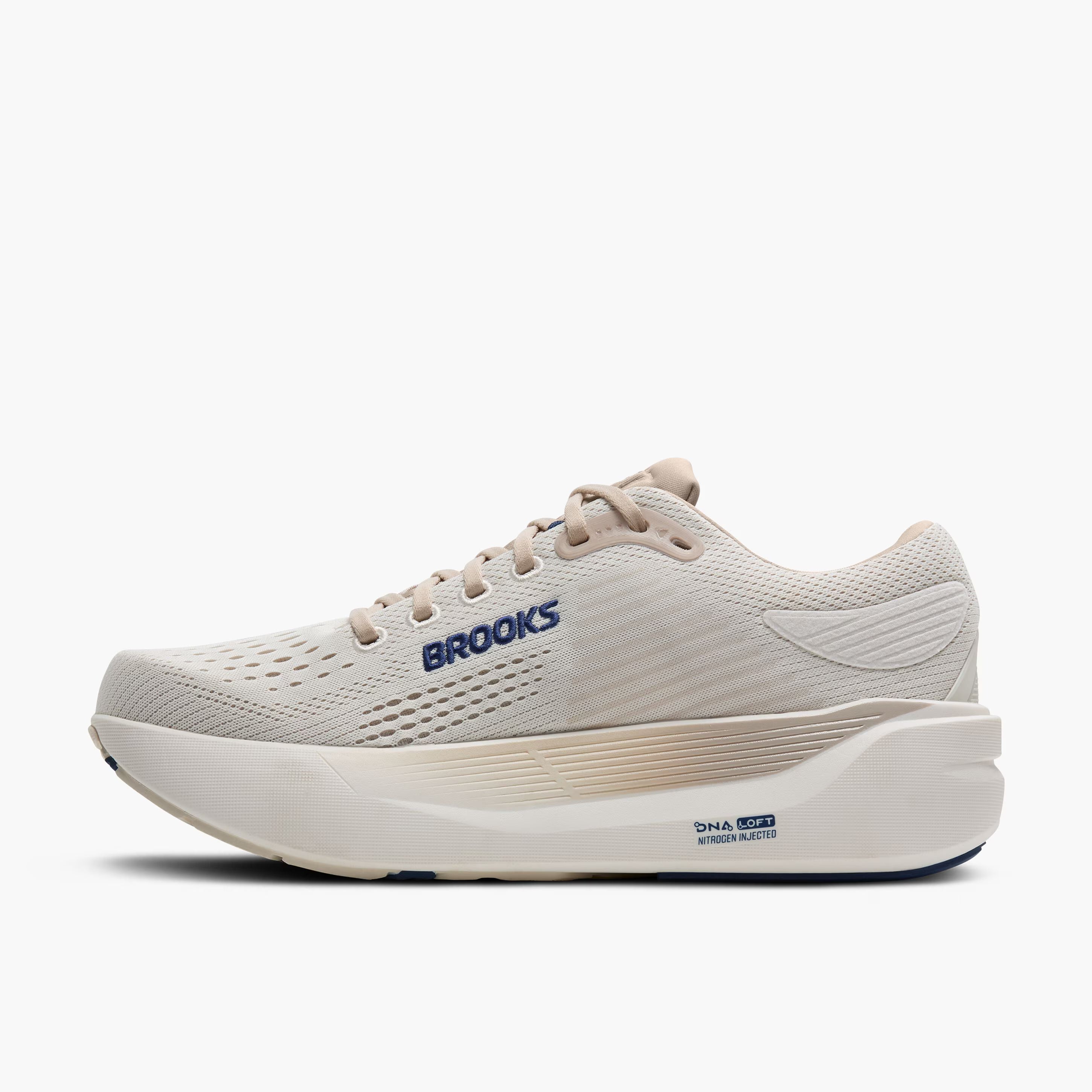 Men's Brooks Ghost Max 3 Road Running Shoe in Coconut/Chateau/Navy