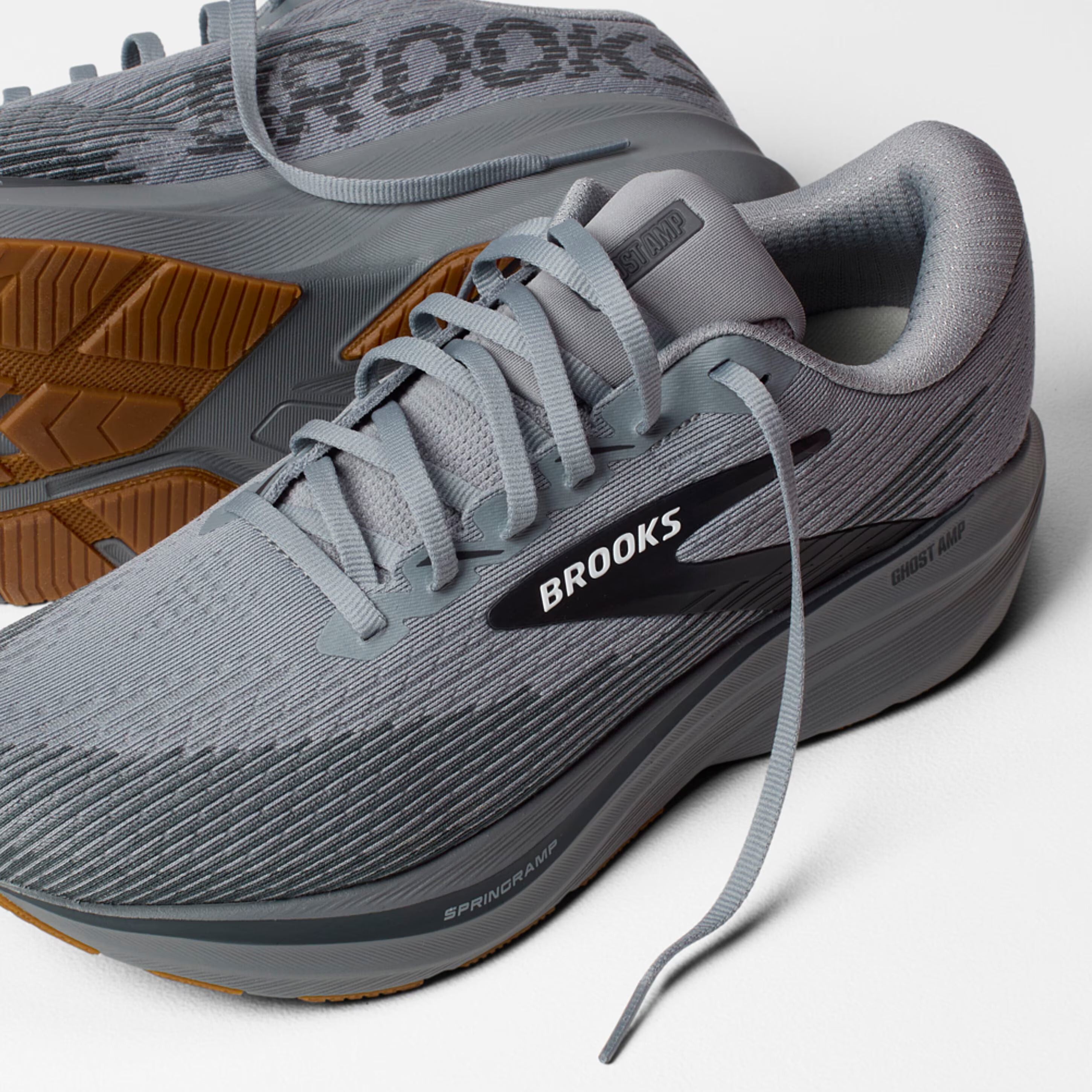 Men's Brooks Running Ghost Amp Road Running Shoe in  Primer/Ebony/Oyster