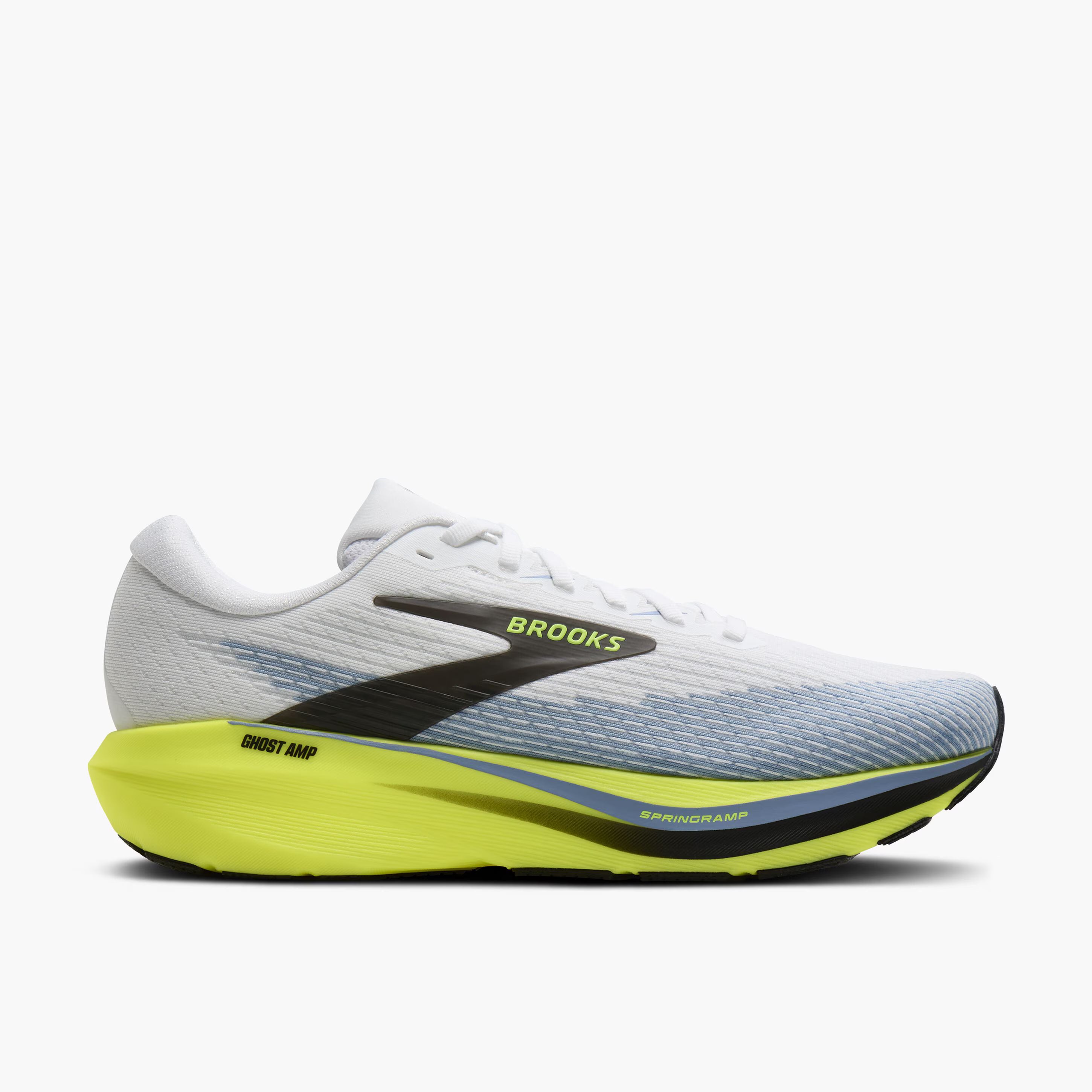 Men's Brooks Running Ghost Amp Road Running Shoe in White/Blue/Nightlife