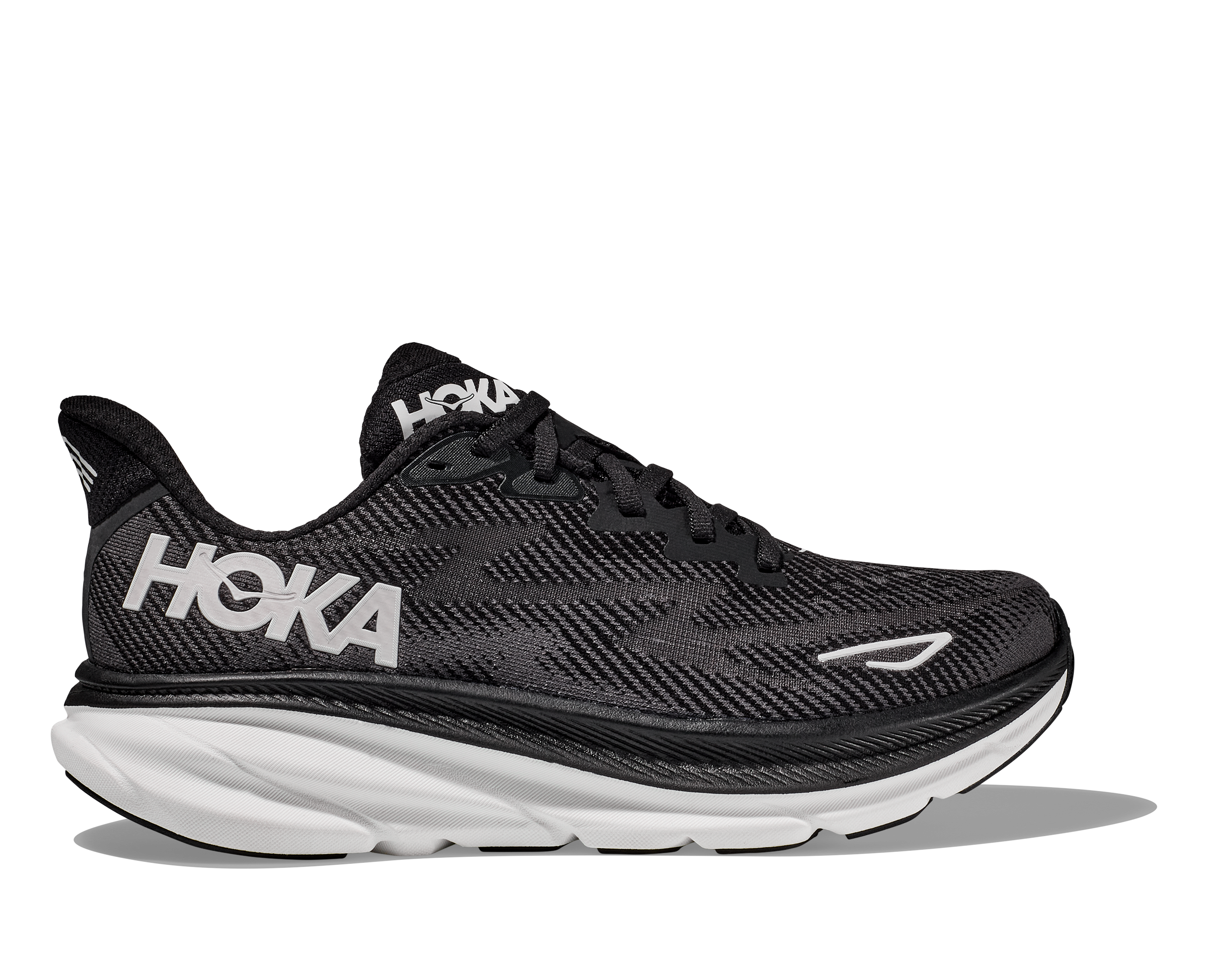Men's HOKA Clifton 9 Running Shoe in Black / White
