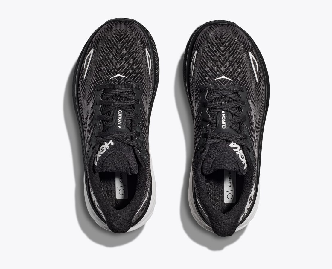 Men's HOKA Clifton 9 Running Shoe in Black / White
