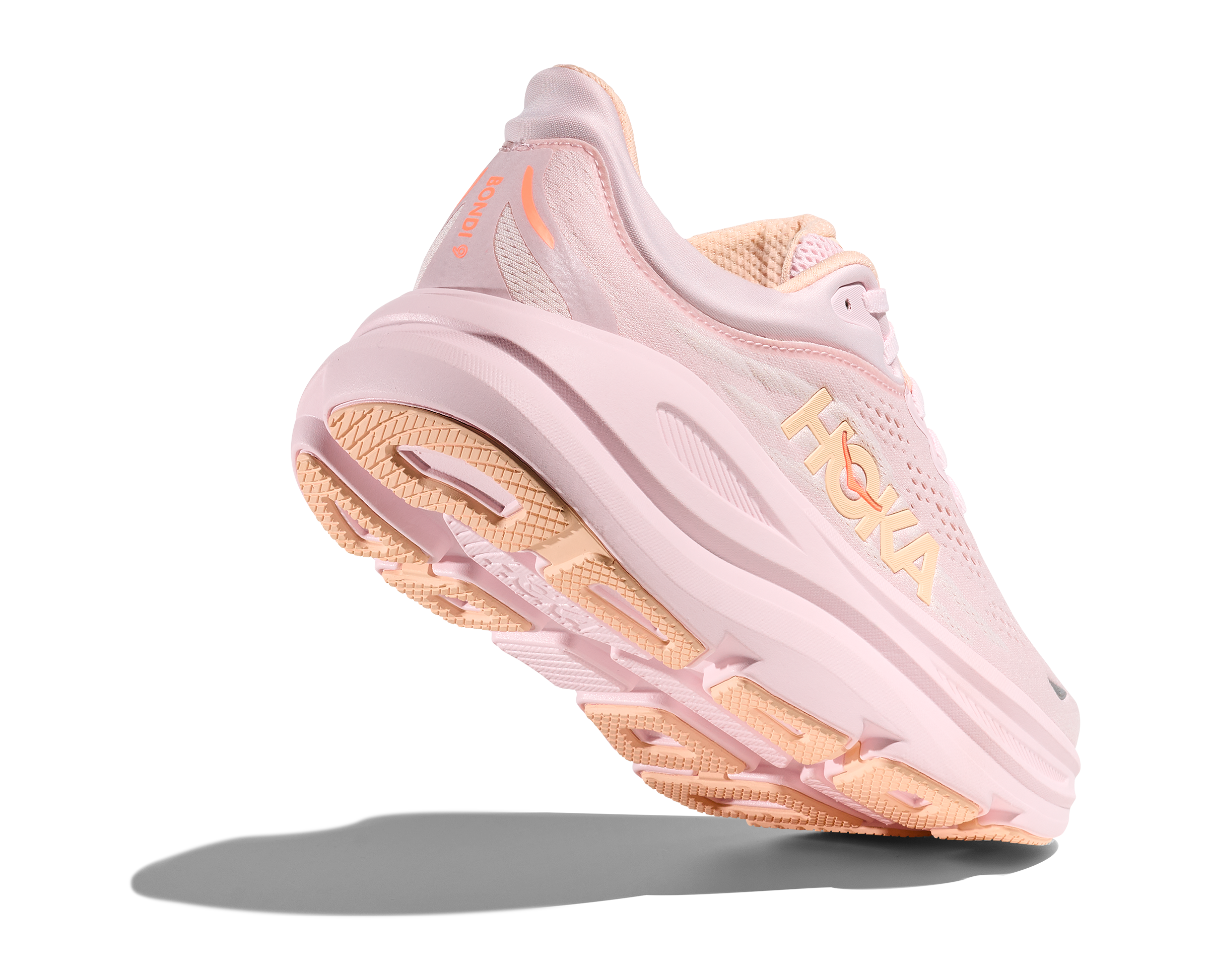 Women's HOKA Bondi 9 Running Shoe in Lilac Cream | Tangerine Glow