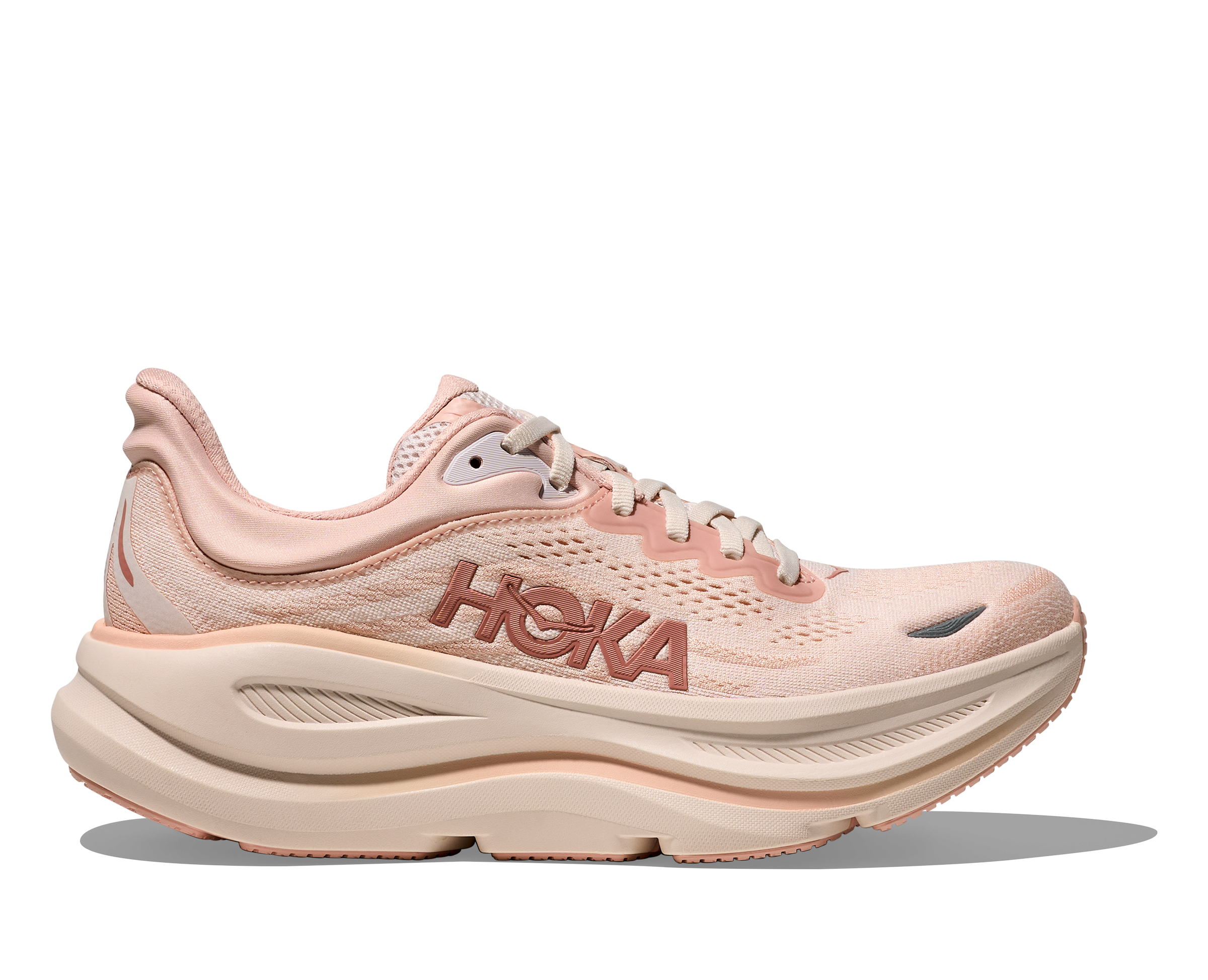 Women's HOKA Bondi 9 Running Shoe in Rose Latte | Rose Cream