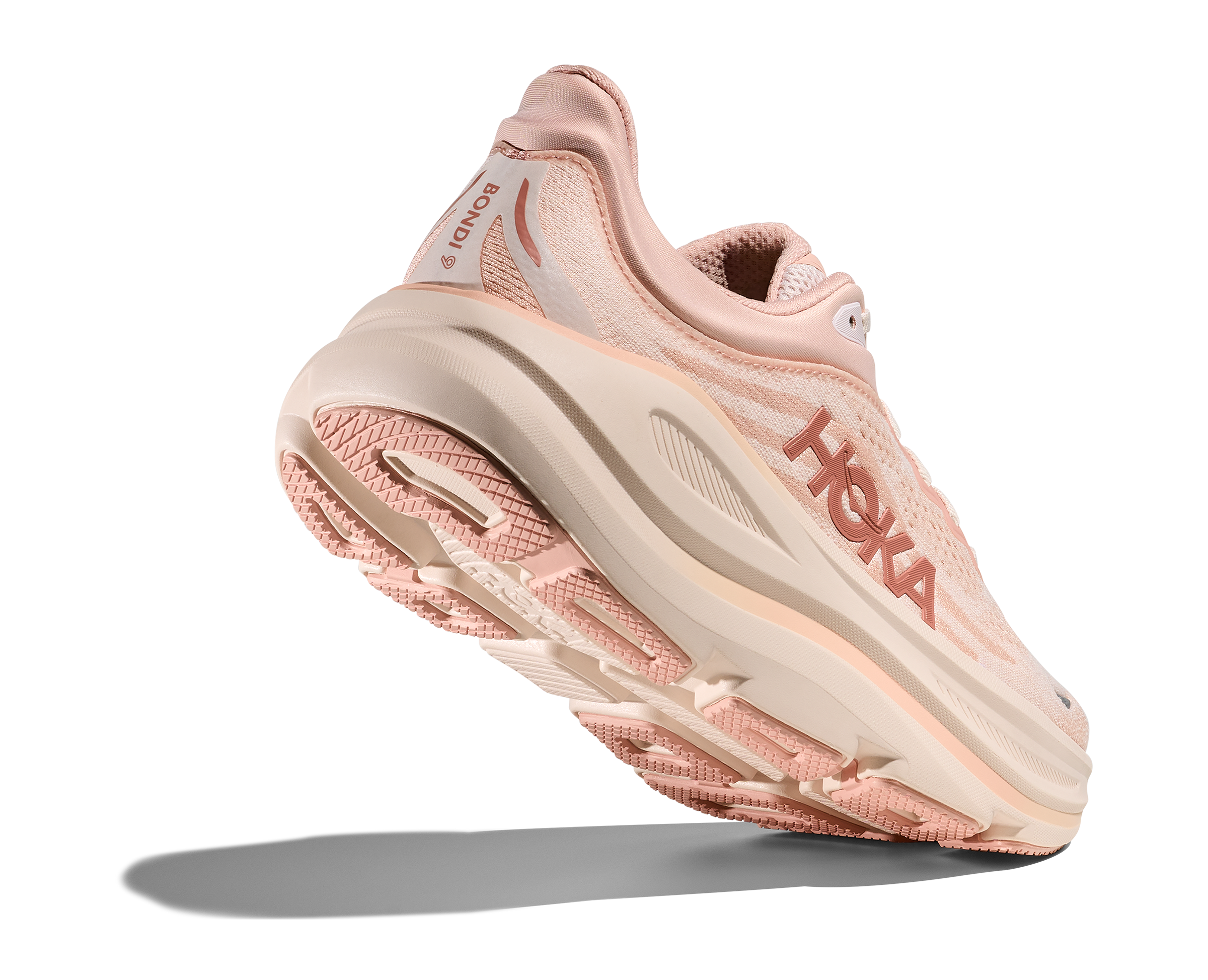 Women's HOKA Bondi 9 Running Shoe in Rose Latte | Rose Cream