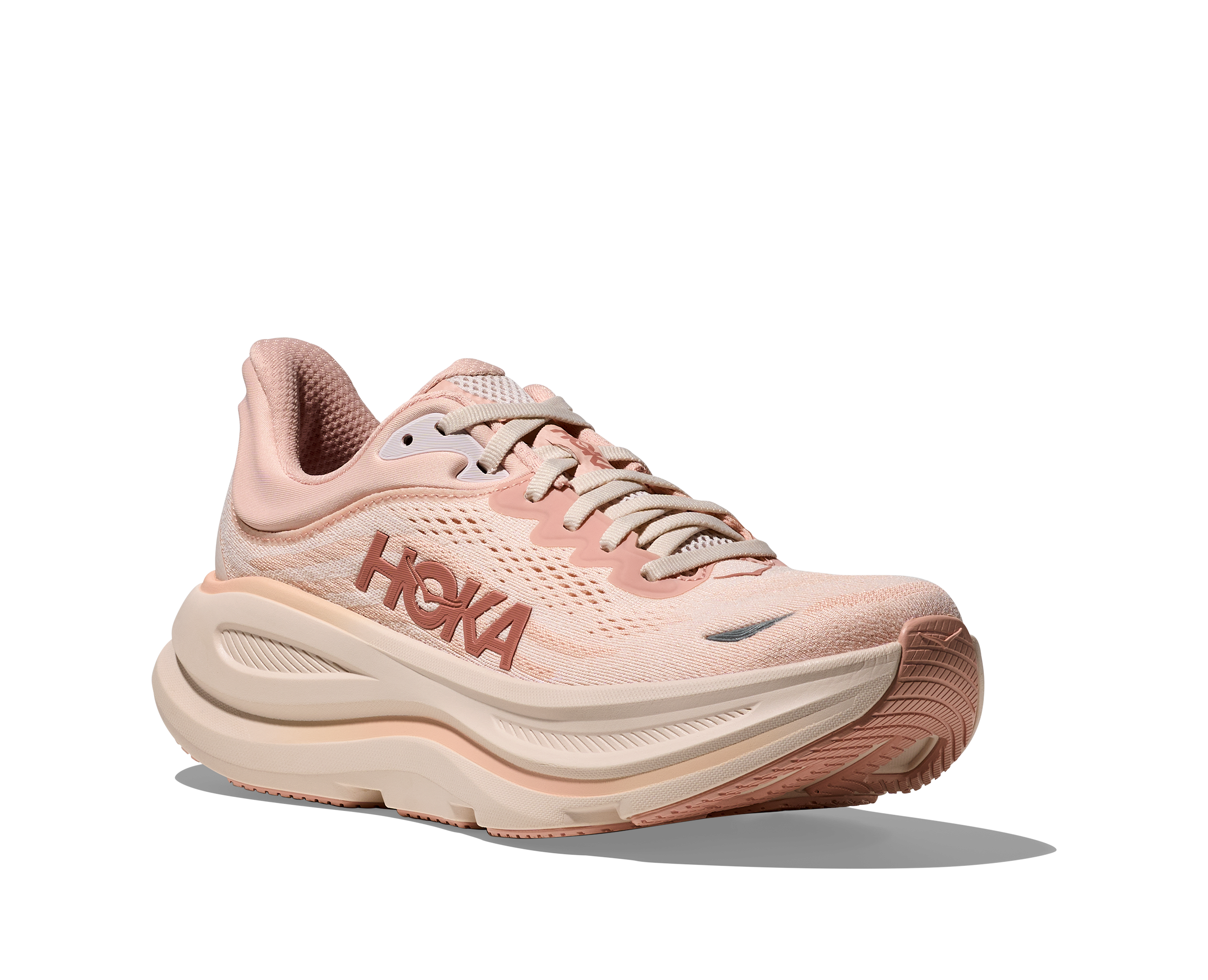 Women's HOKA Bondi 9 Running Shoe in Rose Latte | Rose Cream