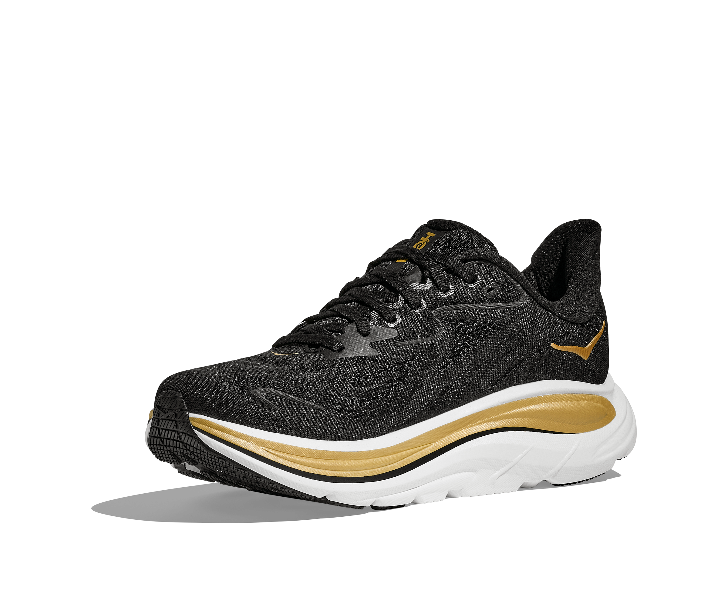 Women's HOKA Clifton 10 Running Shoe in Cosmic Black | Gold