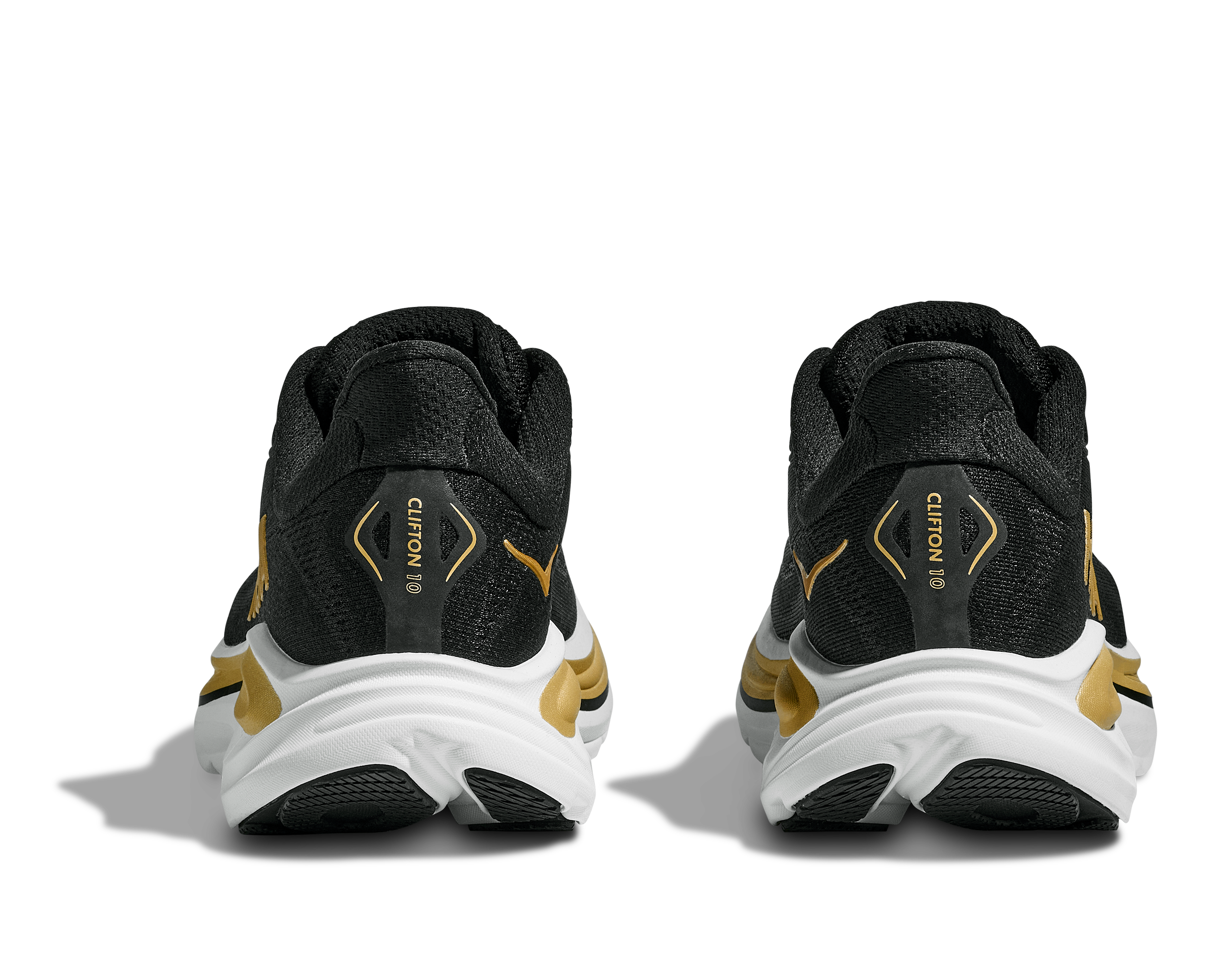 Women's HOKA Clifton 10 Running Shoe in Cosmic Black | Gold