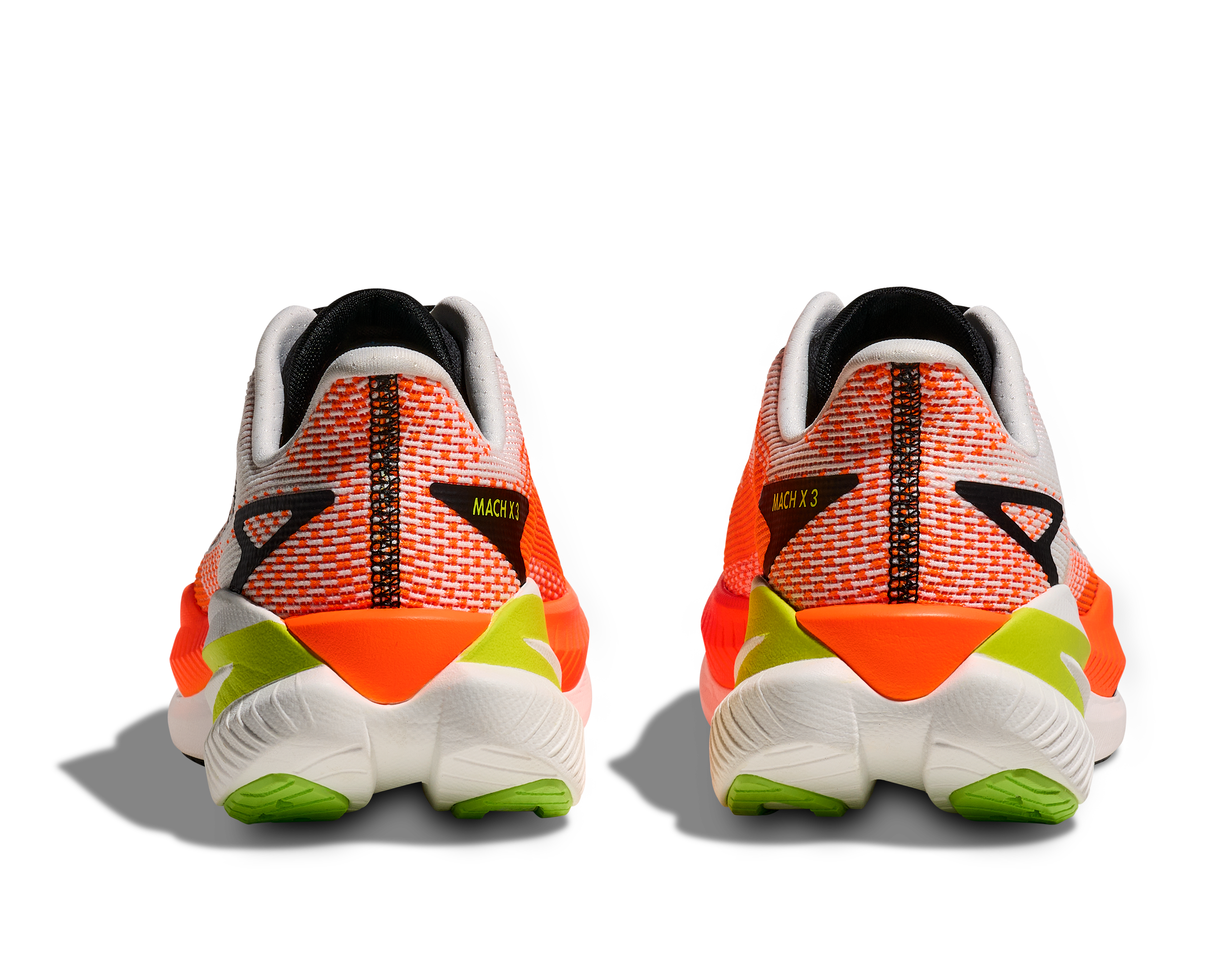 Men's HOKA  Mach X 3 Running Shoe in White | Neon Tangerine