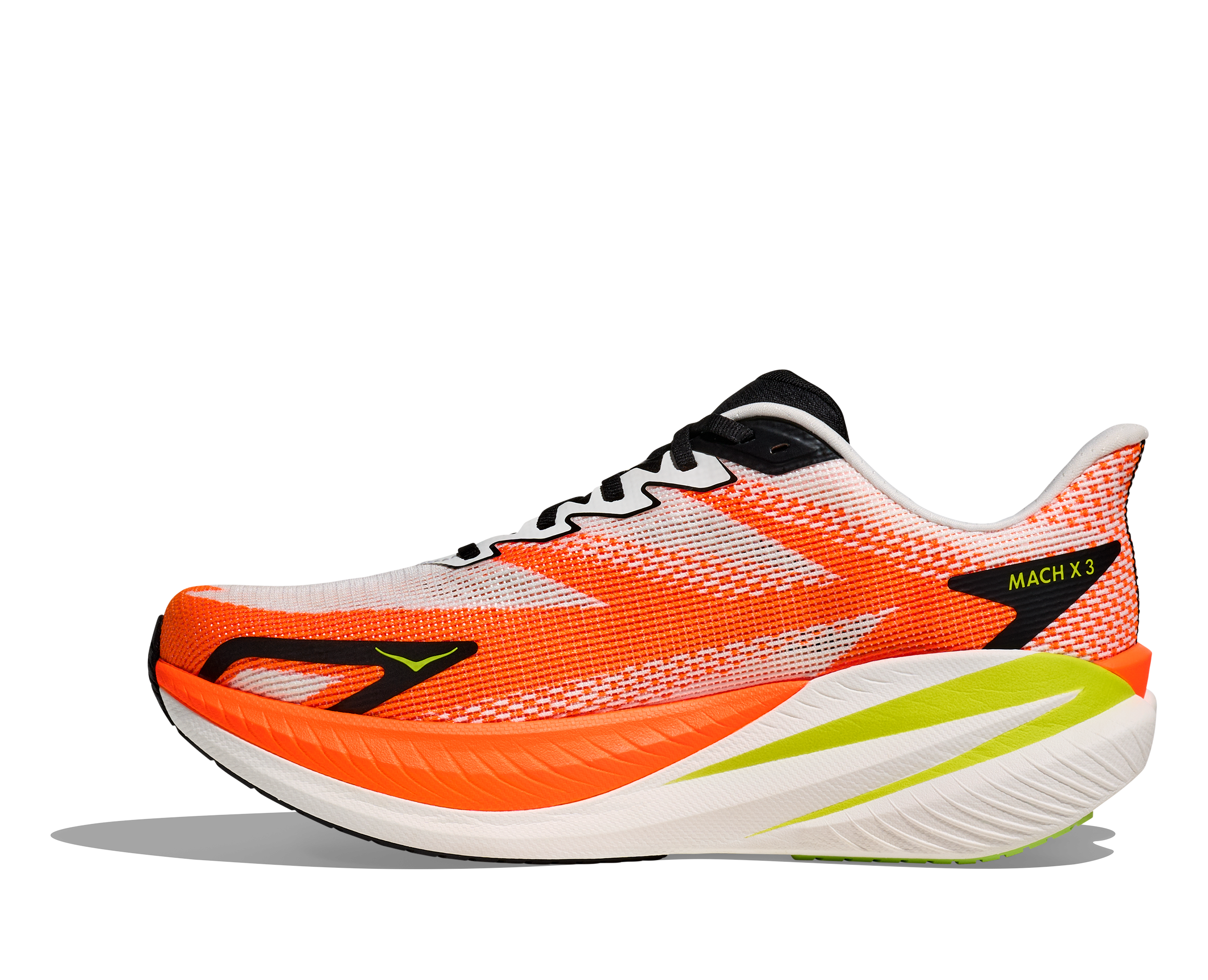 Men's HOKA  Mach X 3 Running Shoe in White | Neon Tangerine