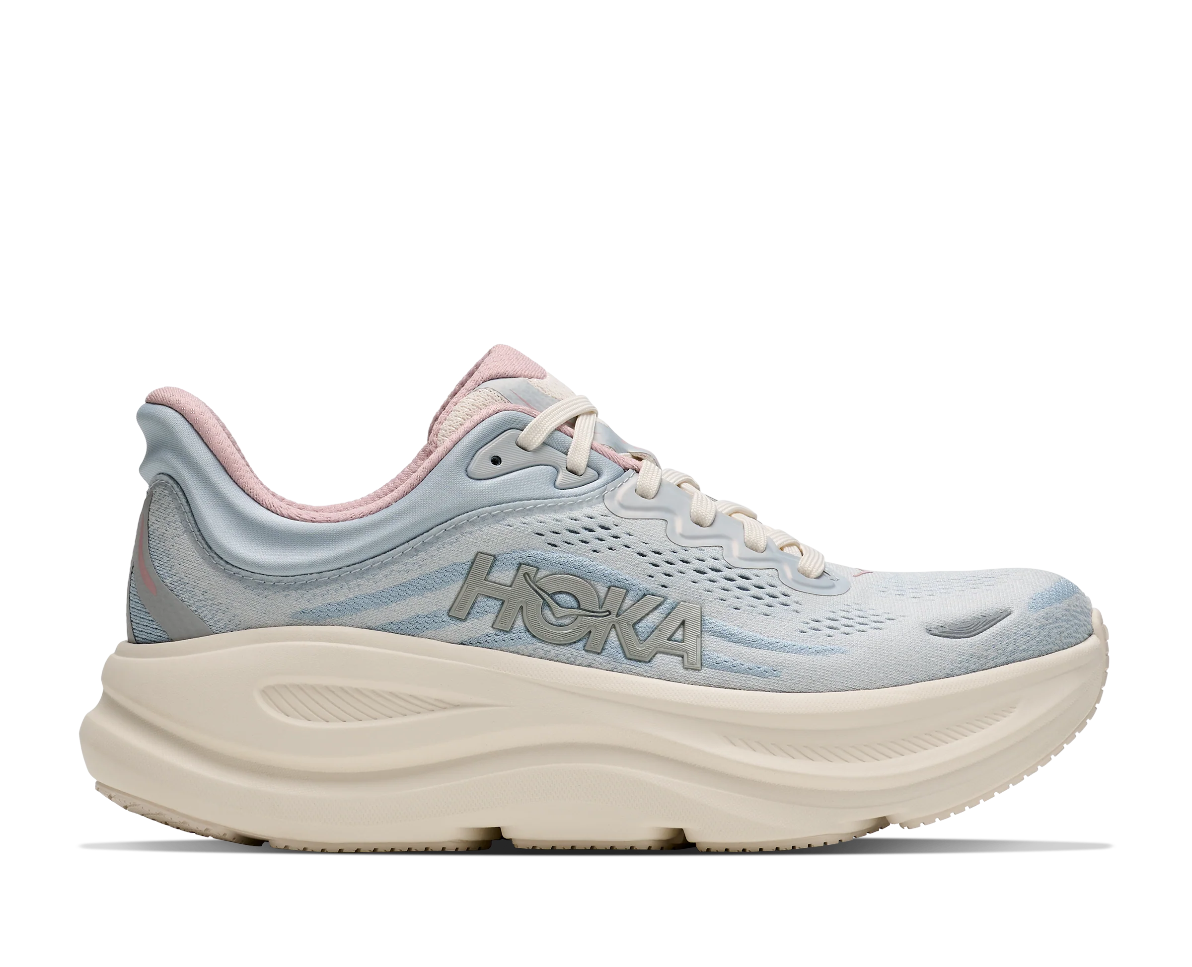 Women's HOKA Bondi 9 Running Shoe in Alabaster | Mineral Blue