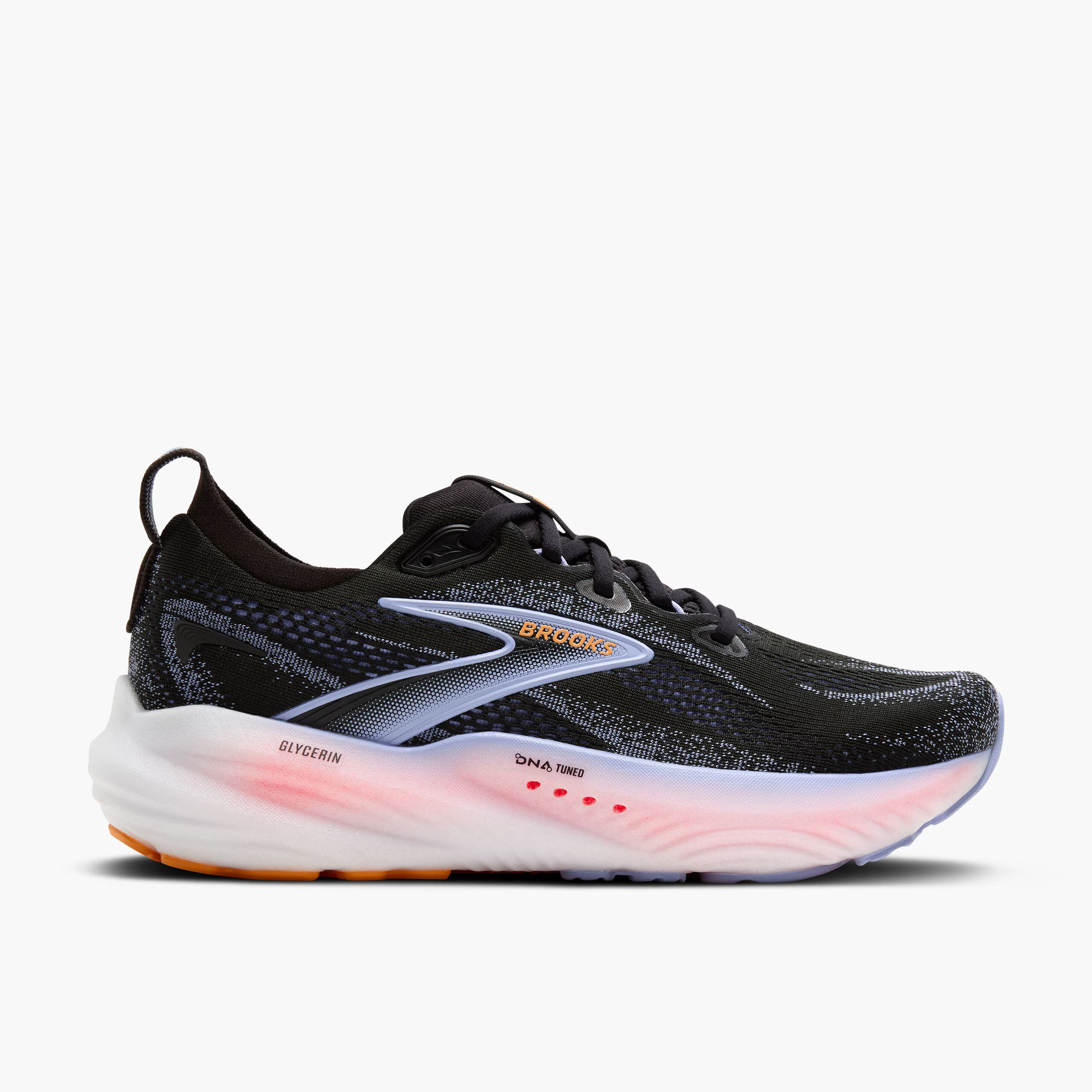 Women's Brooks Glycerin 22 Road Running Shoe in Black/Blue Heron/Orange