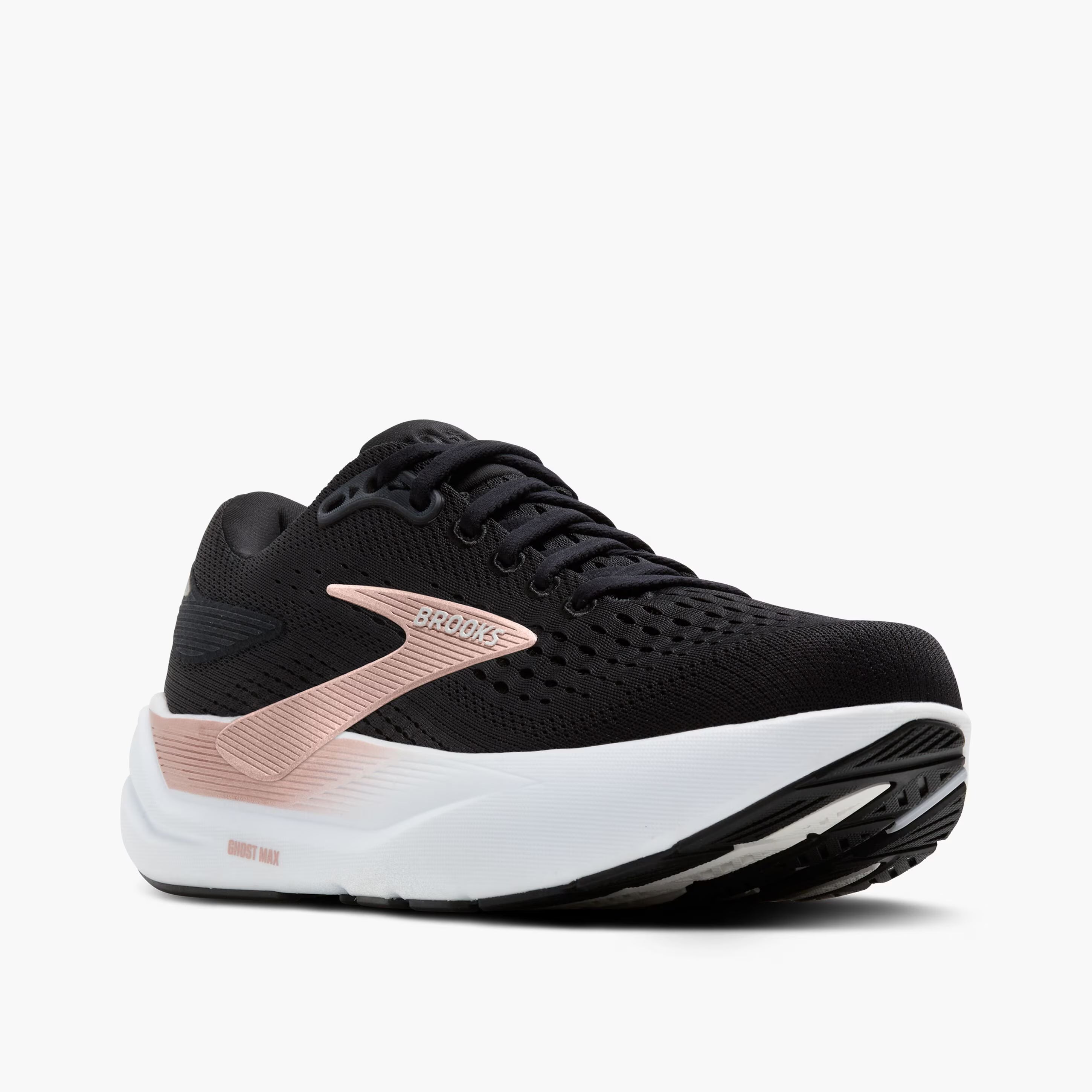 Women's Brooks Ghost Max 3 Road Running Shoe in Black/Black/Rose Gold