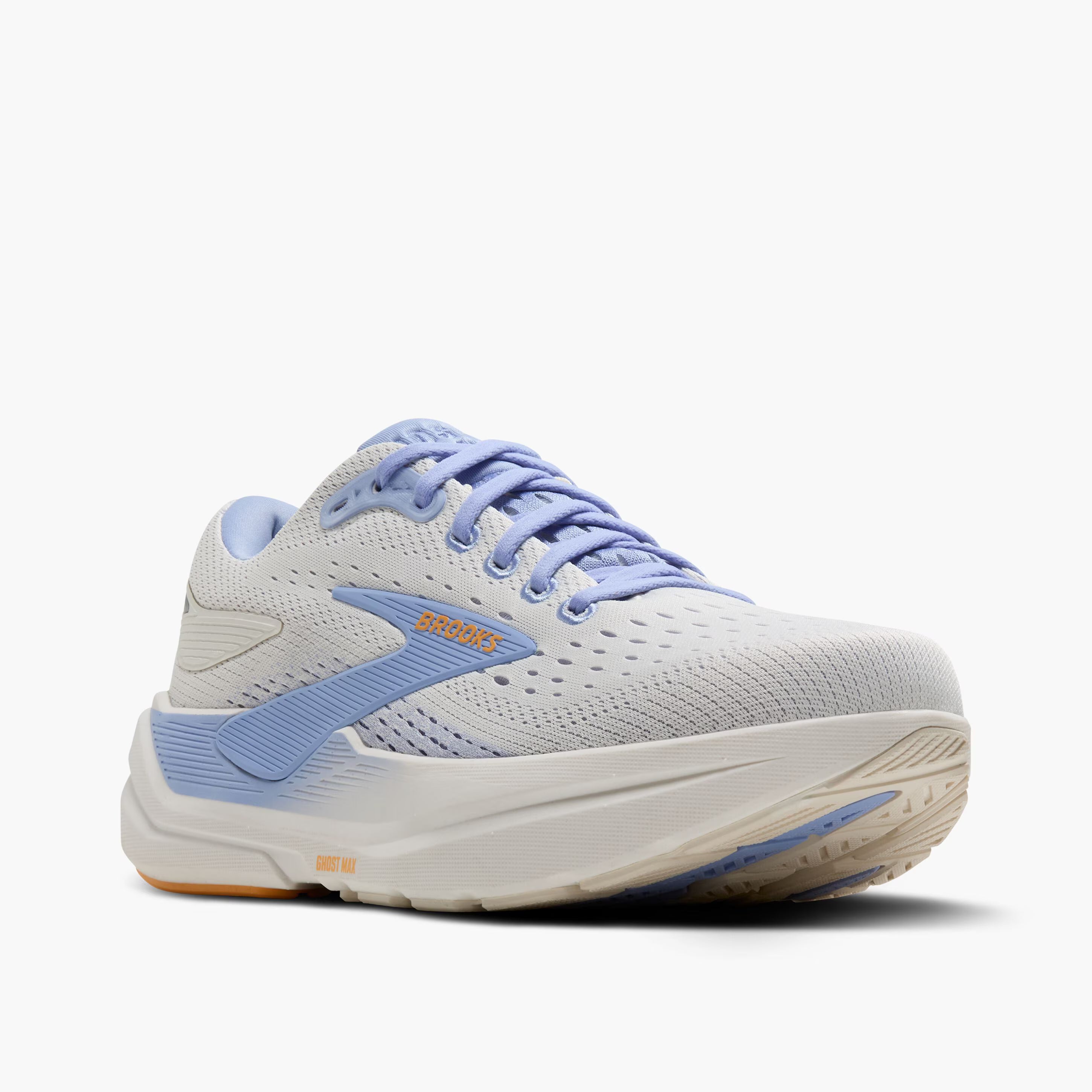 Women's Brooks Ghost Max 3 Road Running Shoe in Coconut/Blue Heron/Orange