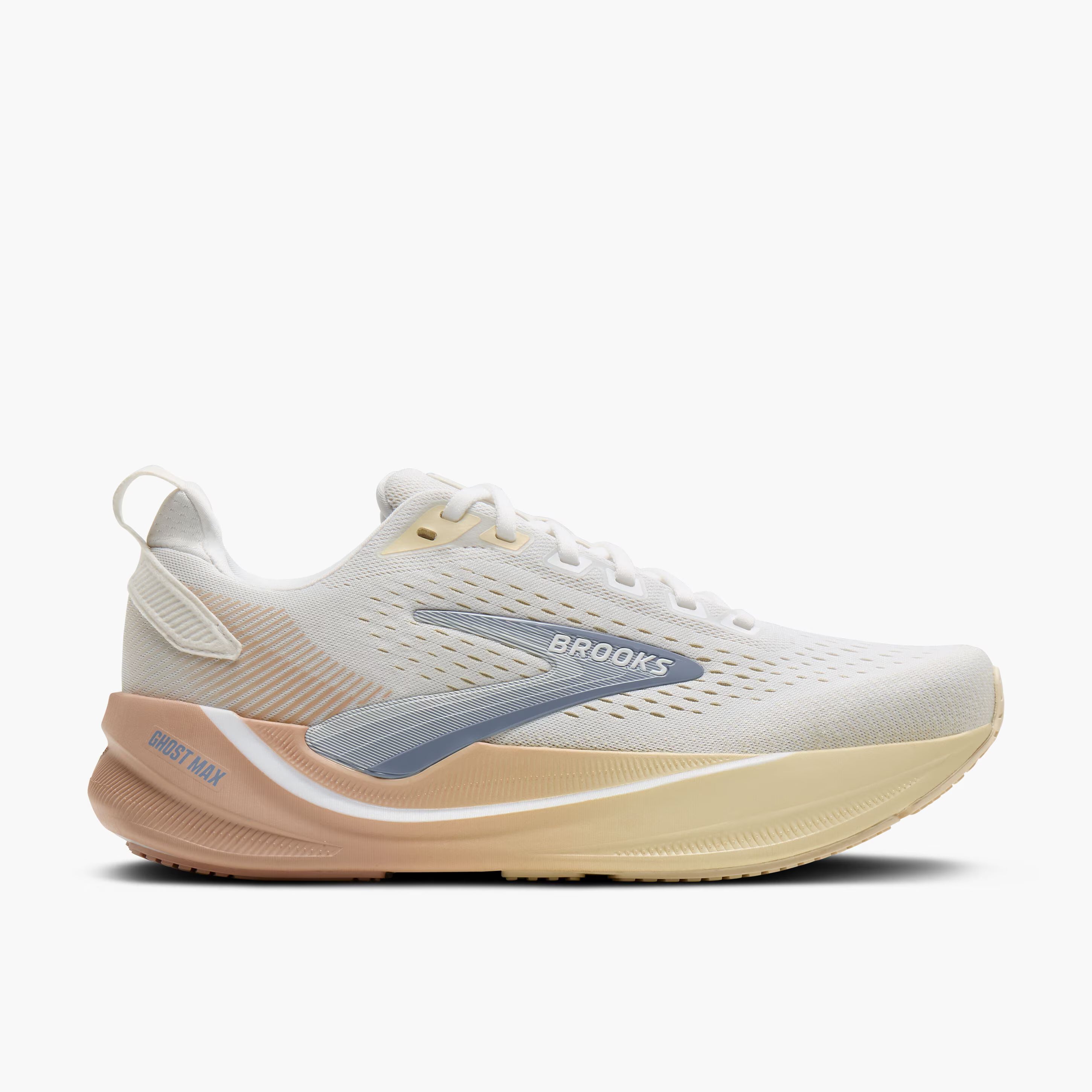 Women's Brooks Running Ghost Max 4 Running Shoe in White/Rose/Rutabaga