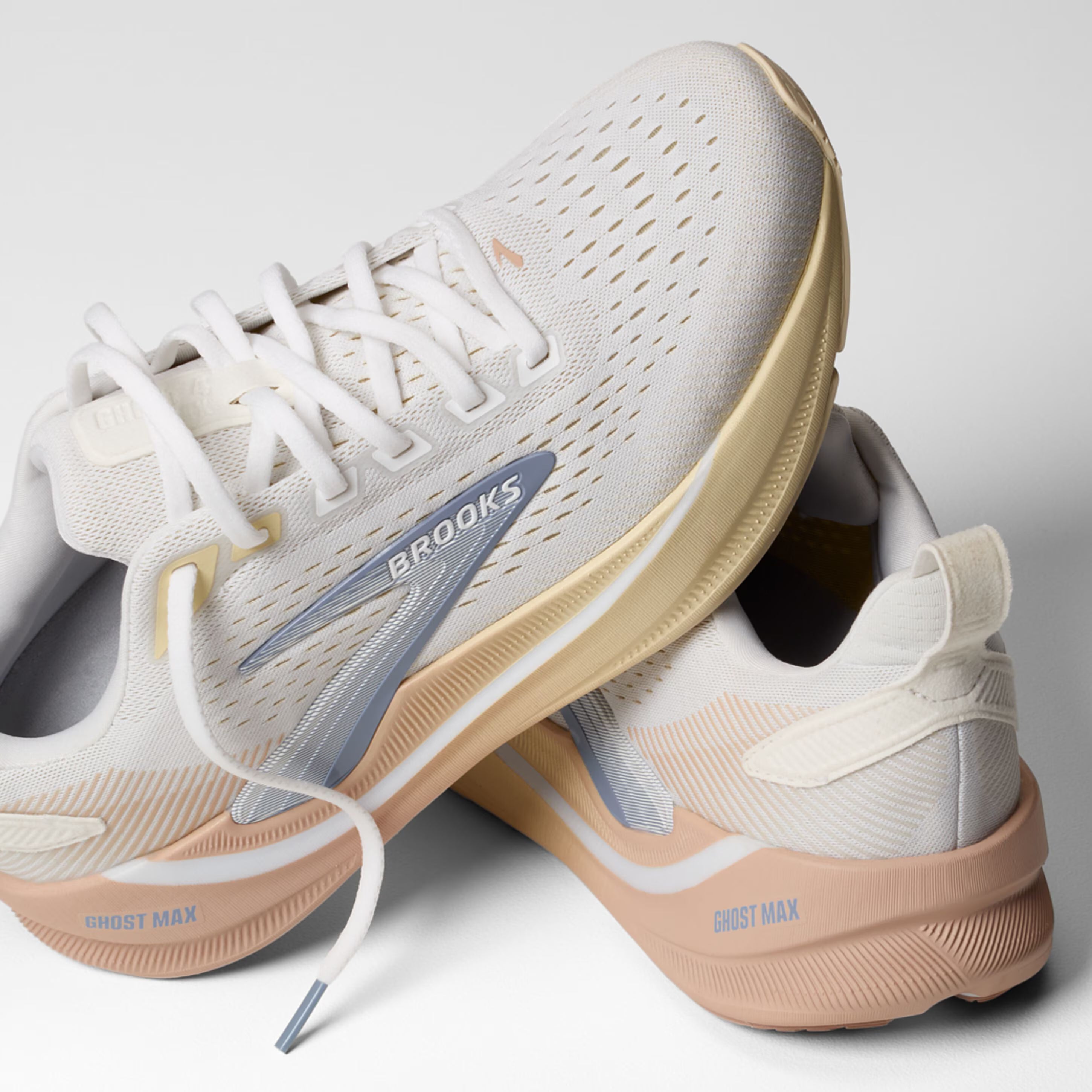 Women's Brooks Running Ghost Max 4 Running Shoe in White/Rose/Rutabaga