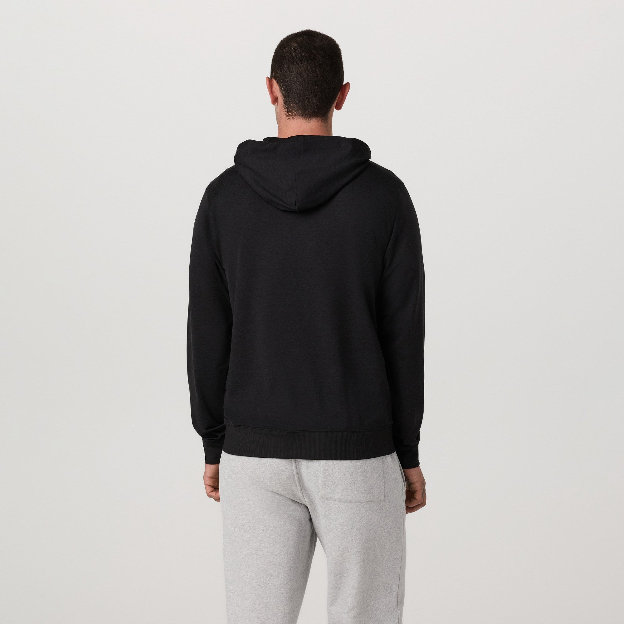 vuori Men's Ponto Full Zip Hoodie in Heather Black