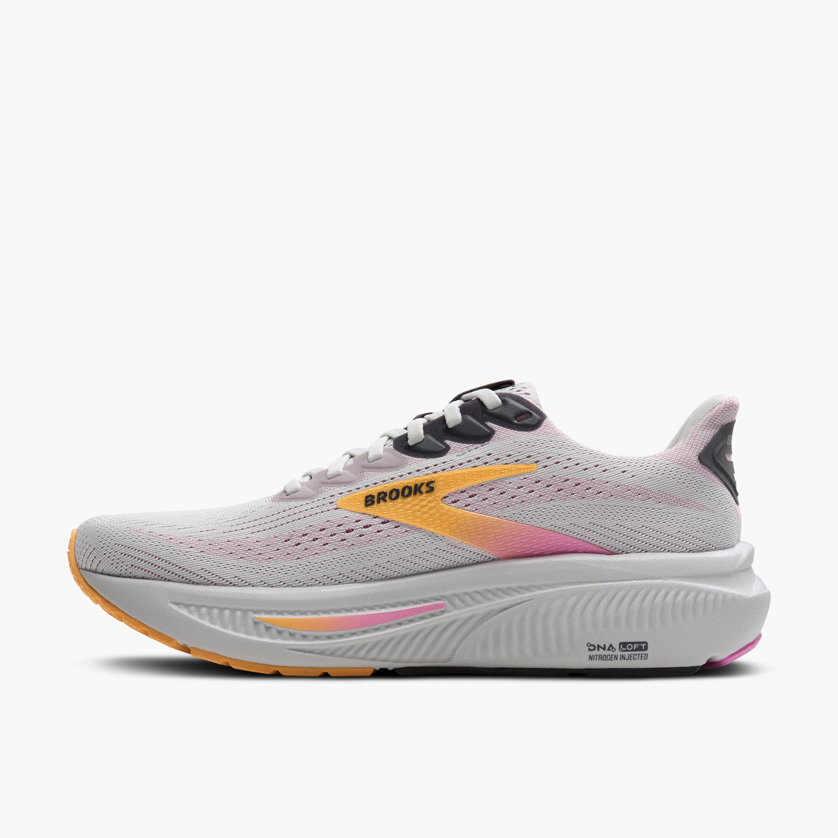 Women's Brooks Ghost 17 Road Running Shoe in Oyster/Apricot/Pink