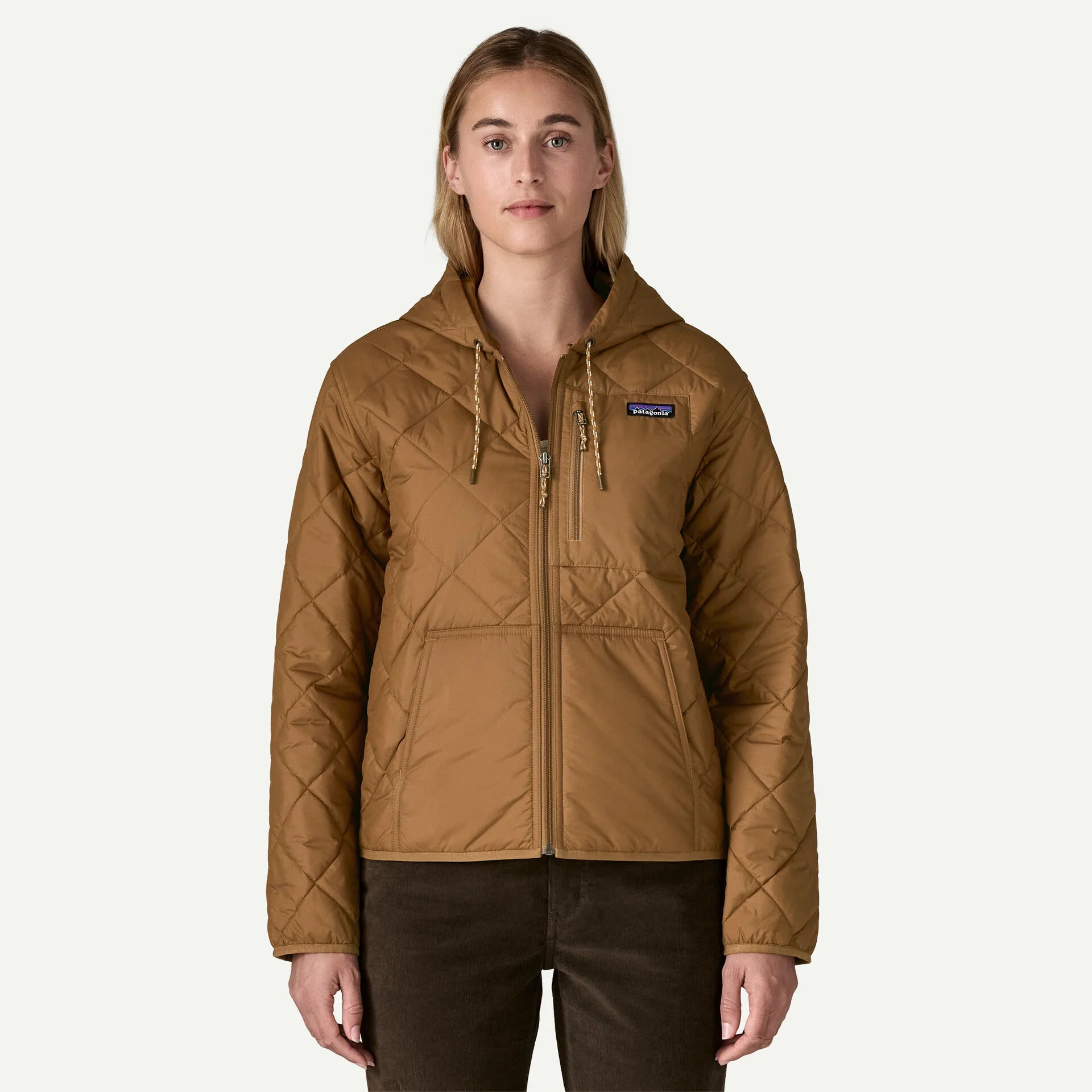 Patagonia Women's Diamond Quilted Bomber Hoody in Deer Brown