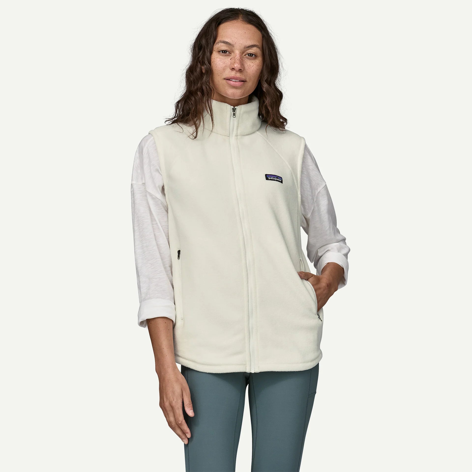 Patagonia Women's Classic Microdini Fleece Vest in Birch White
