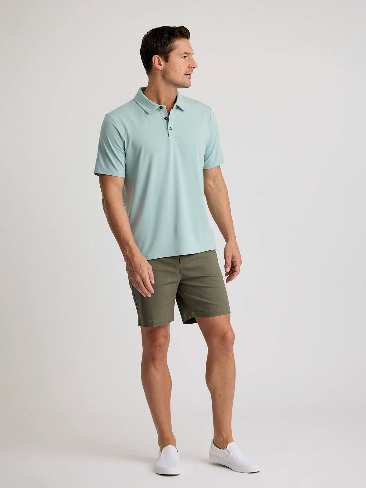Free Fly Men's Bamboo Flex Polo II in Heather Ocean Mist