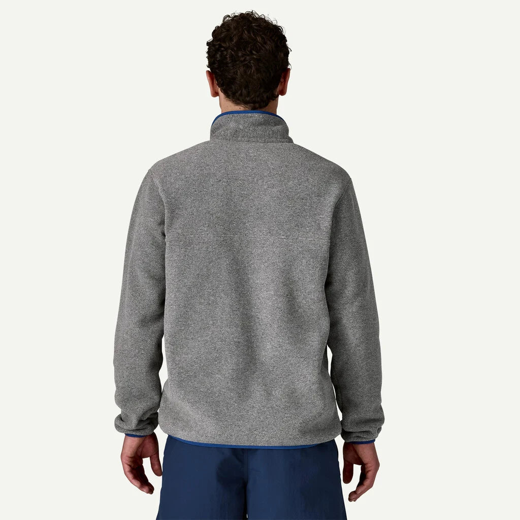 Patagonia Men's Lightweight Synchilla® Snap-T® Fleece Pullover in Nickel w/Clement Blue