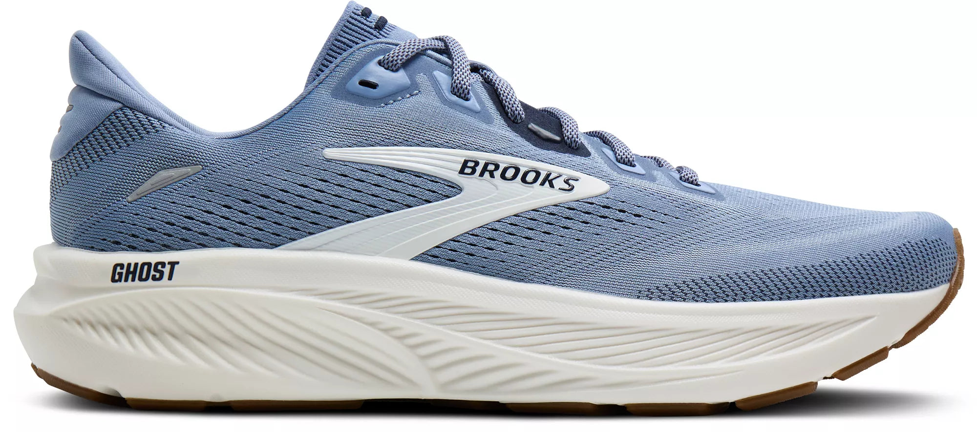 Men's Brooks Running Ghost 18 Road Running Shoe in Rain Washed/Navy/Coconut
