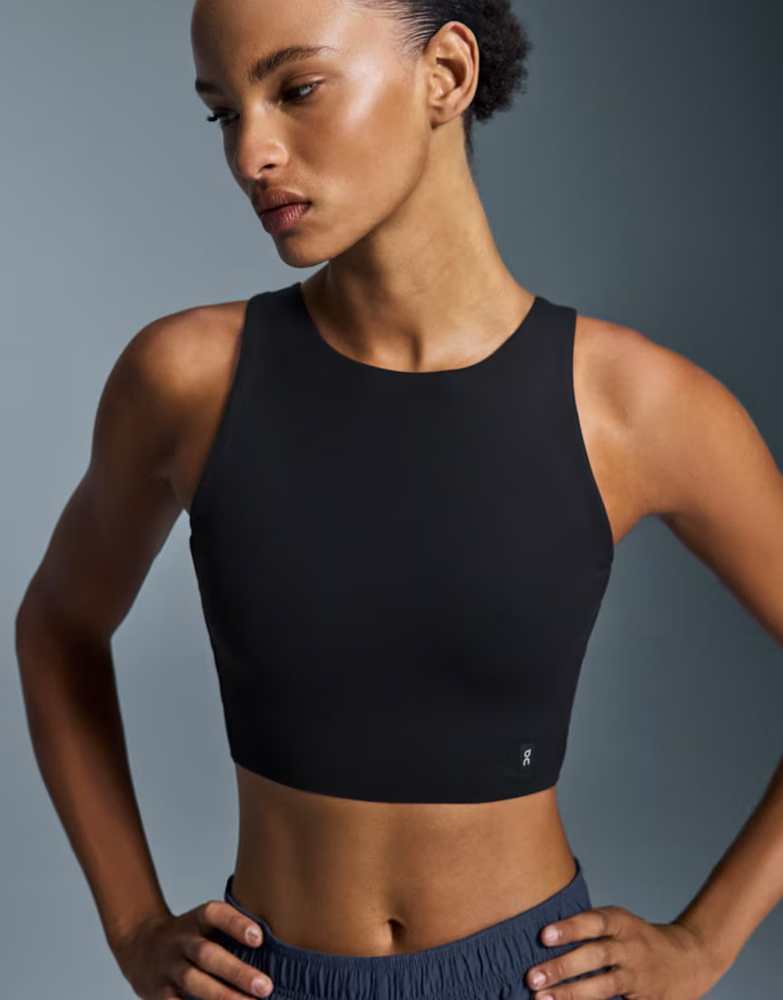 On Women's Core 2-in-1 Crop Top in Black