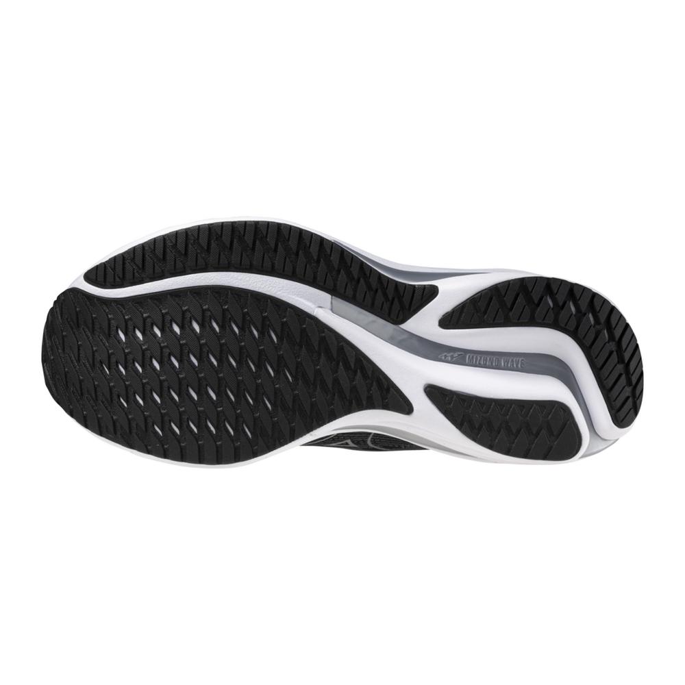 Men's Mizuno Wave Rider 28 Running Shoe in Black Silver