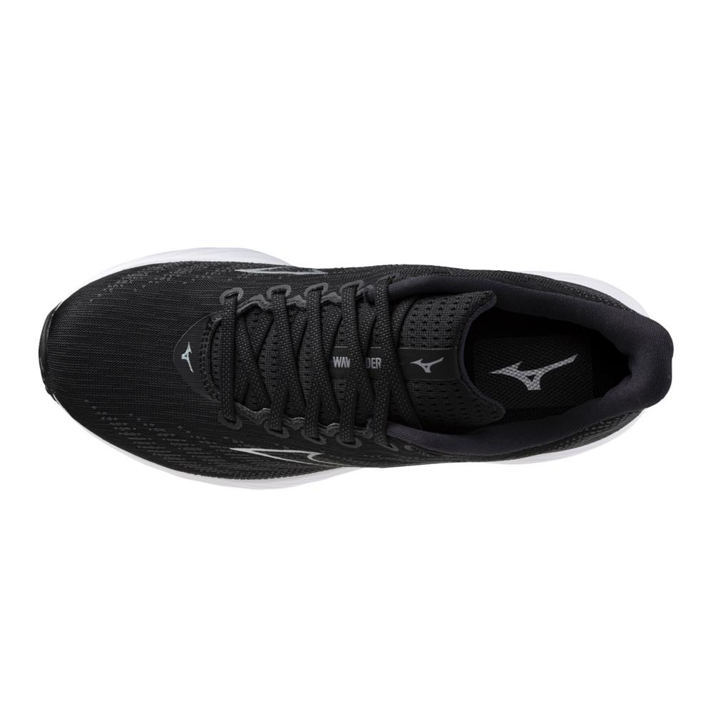 Men's Mizuno Wave Rider 28 Running Shoe in Black Silver