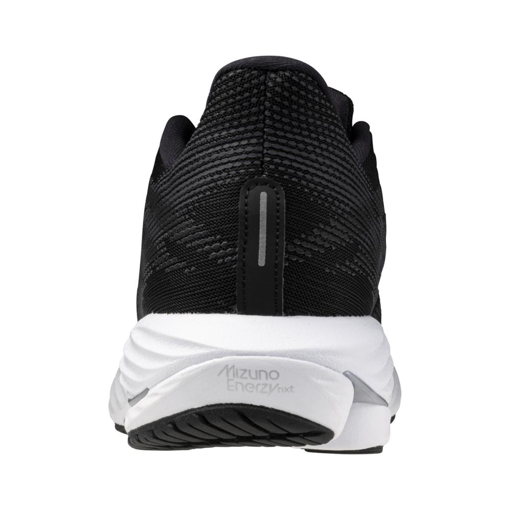 Men's Mizuno Wave Rider 28 Running Shoe in Black Silver