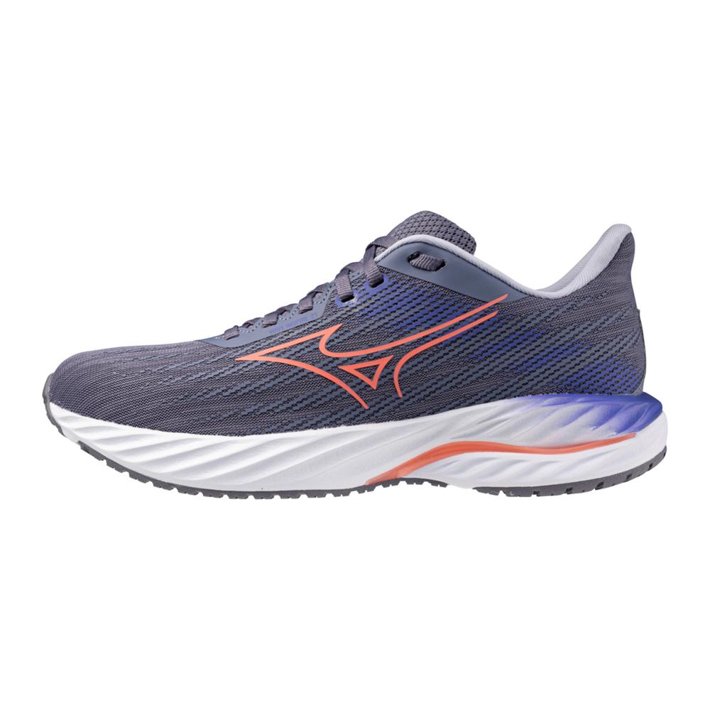 Women's Mizuno Wave Inspire 21 Running Shoe in Blue Granite Striking Coral