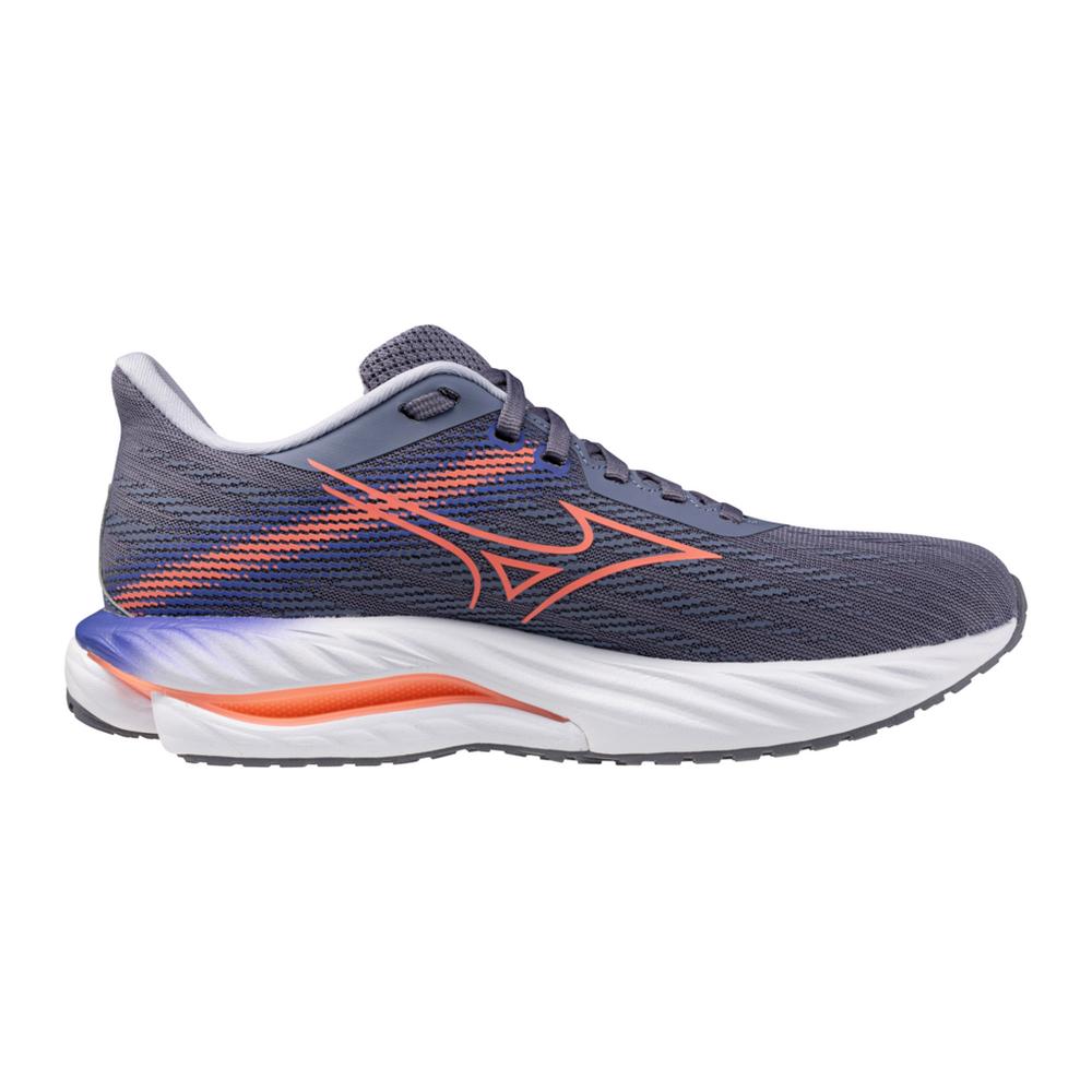 Women's Mizuno Wave Inspire 21 Running Shoe in Blue Granite Striking Coral
