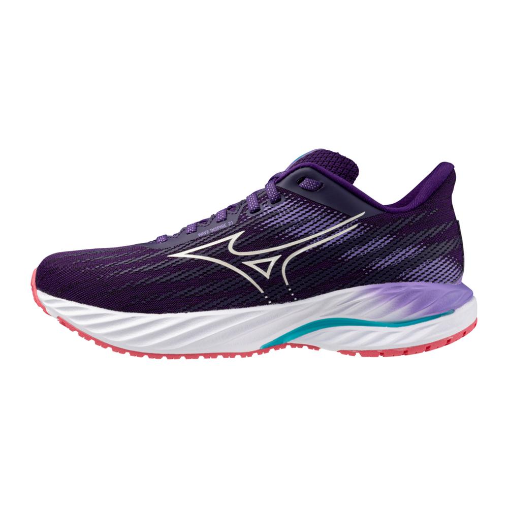 Women's Mizuno Wave Inspire 21 Running Shoe in Vintage Indigo White
