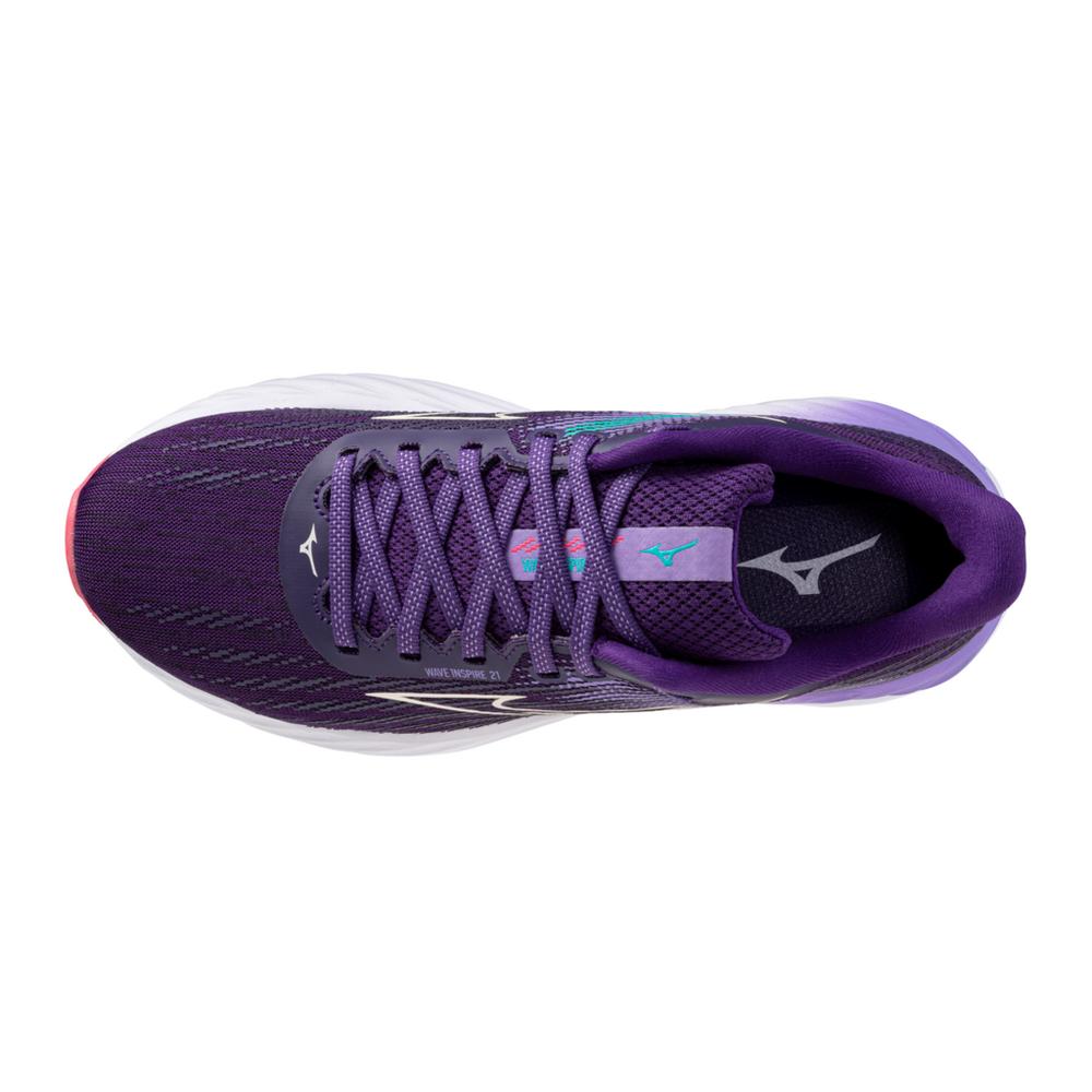 Women's Mizuno Wave Inspire 21 Running Shoe in Vintage Indigo White