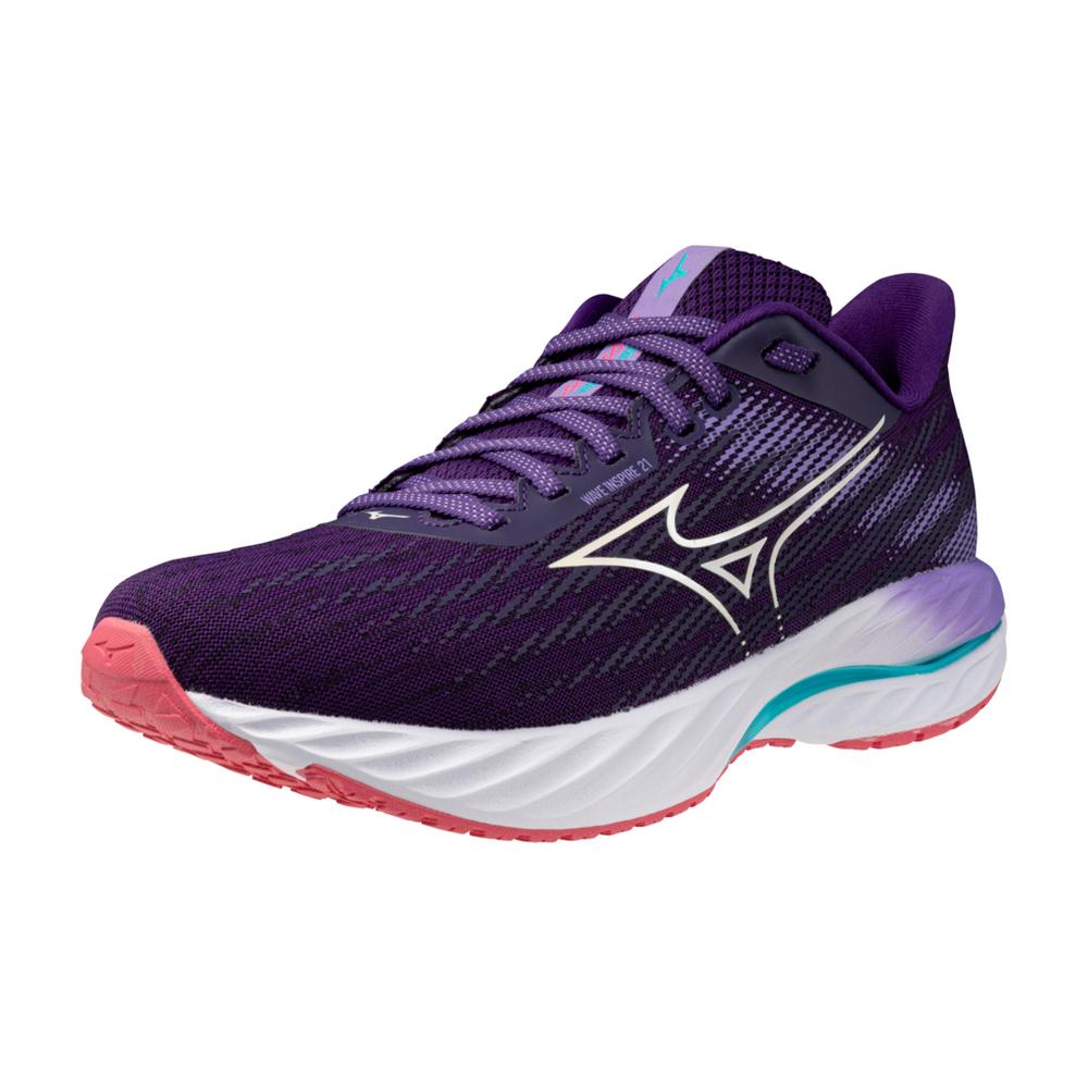 Women's Mizuno Wave Inspire 21 Running Shoe in Vintage Indigo White