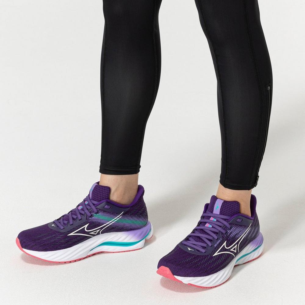 Women's Mizuno Wave Inspire 21 Running Shoe in Vintage Indigo White