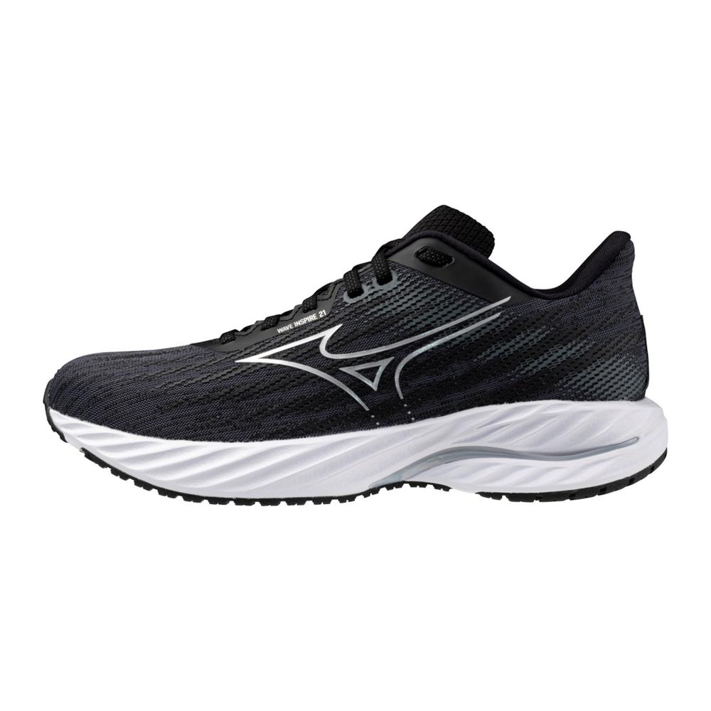 Women's Mizuno Wave Inspire 21 Running Shoe in Black Silver