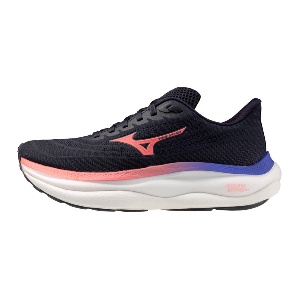 Women's Mizuno Wave Sky 9 Running Shoe in Odyssey Grey | Striking Coral