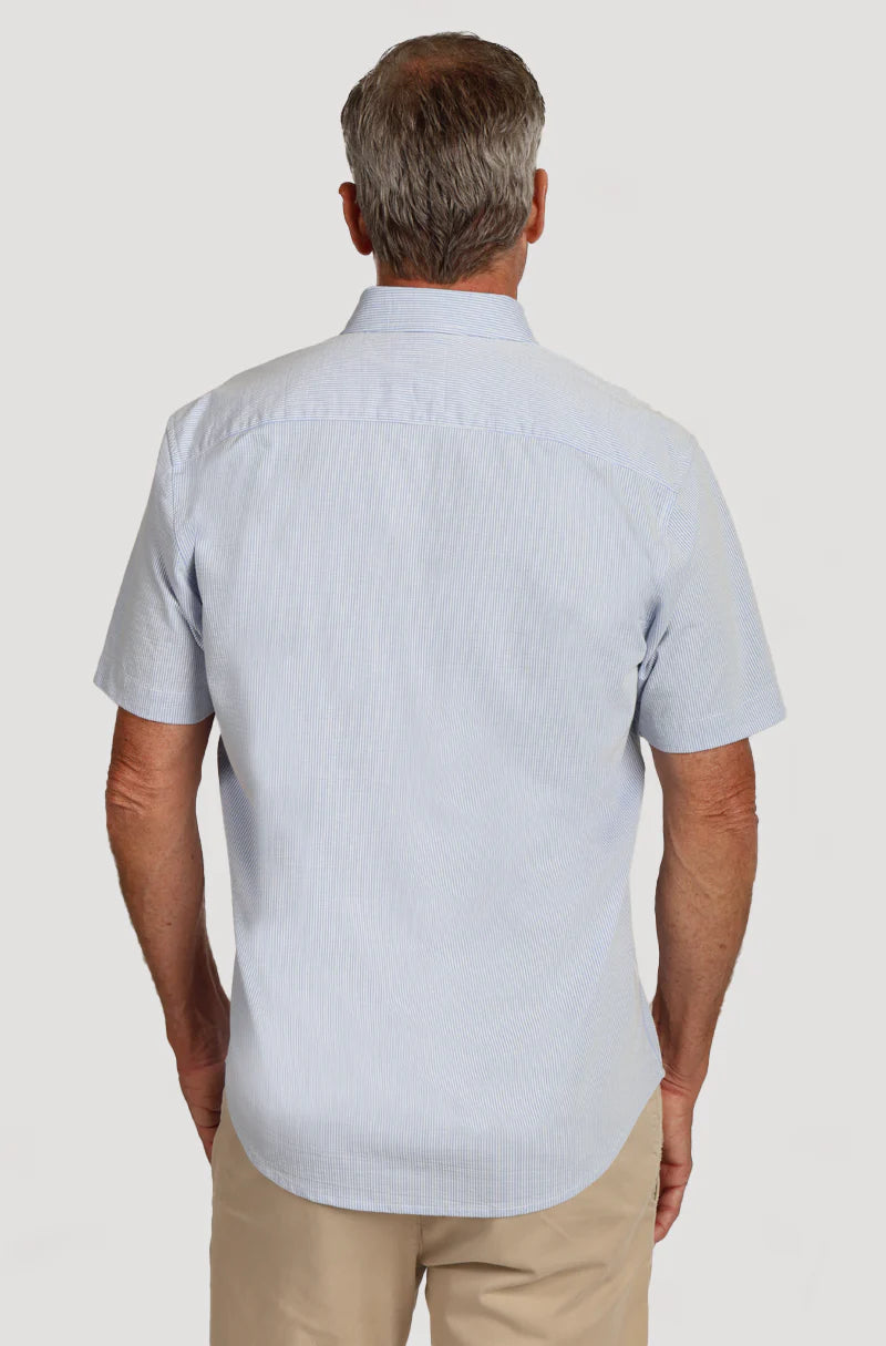 True Grit Stretch Short Sleeve Pocket Shirt in Light Blue