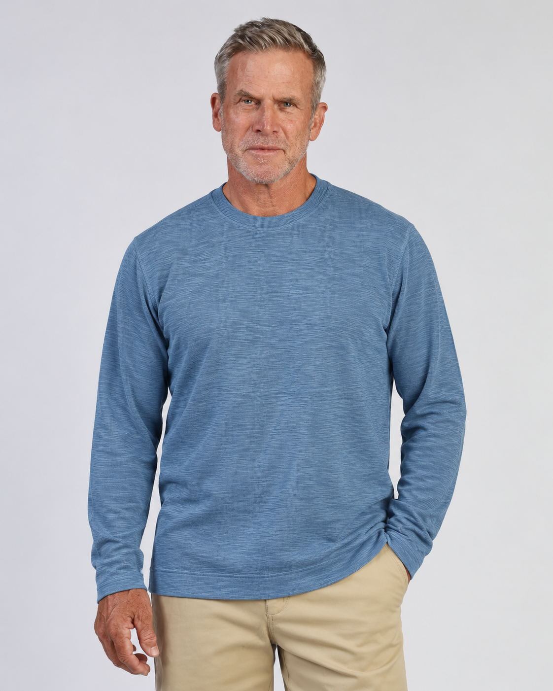 True Grit Long Sleeve Modern Crew in Blue
