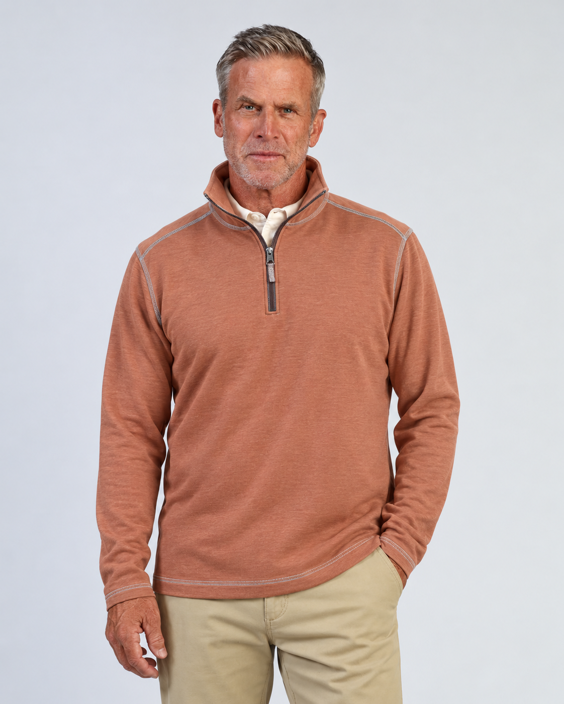 True Grit 1/4 Zip Pullover in Brick