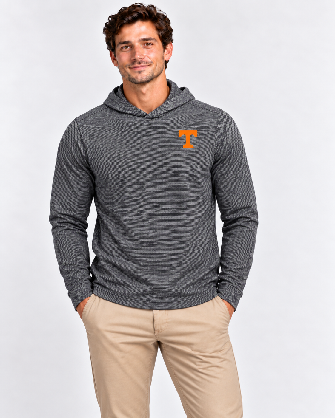 Tennessee Volunteers Cutter & Buck Adapt Eco Stripe Hoodie in Black Heather Stripe