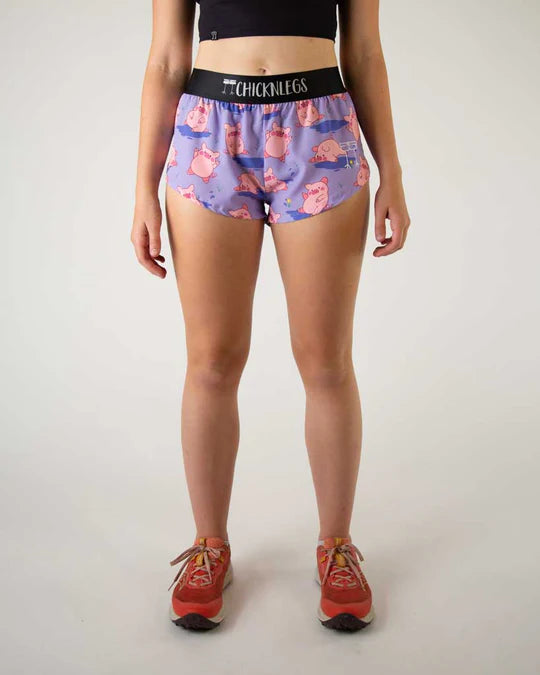 ChicknLegs Women's 1.5" Split Shorts in Piggies