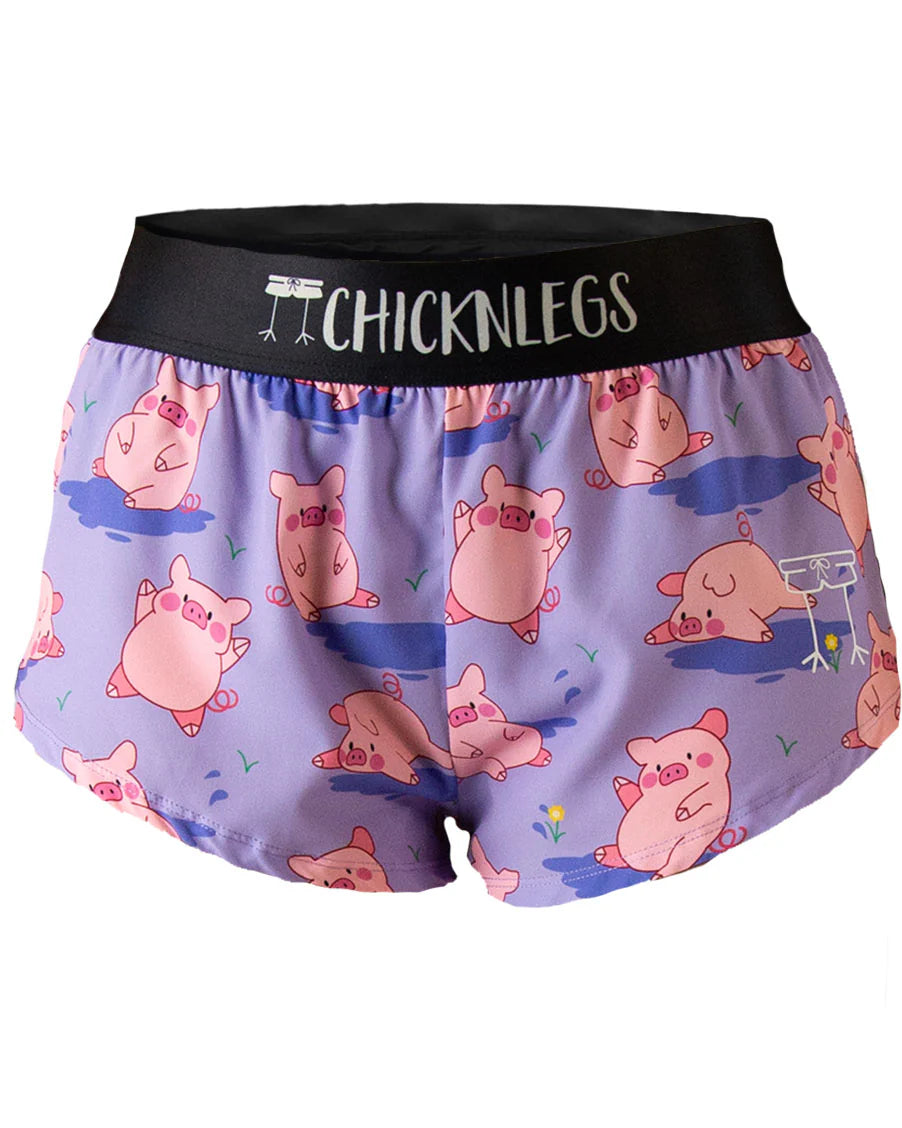ChicknLegs Women's 1.5" Split Shorts in Piggies
