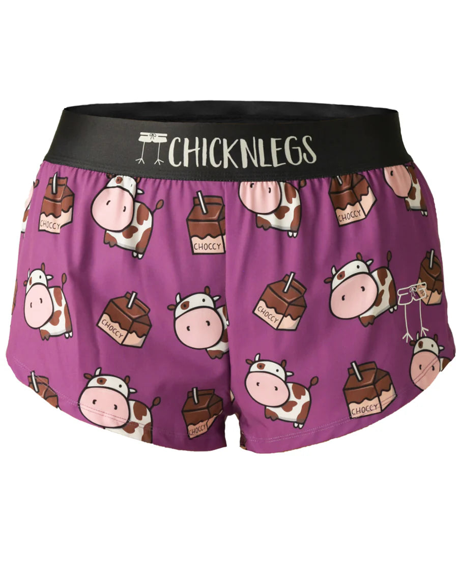 ChicknLegs Women's 1.5" Split Shorts in Choccy Cows