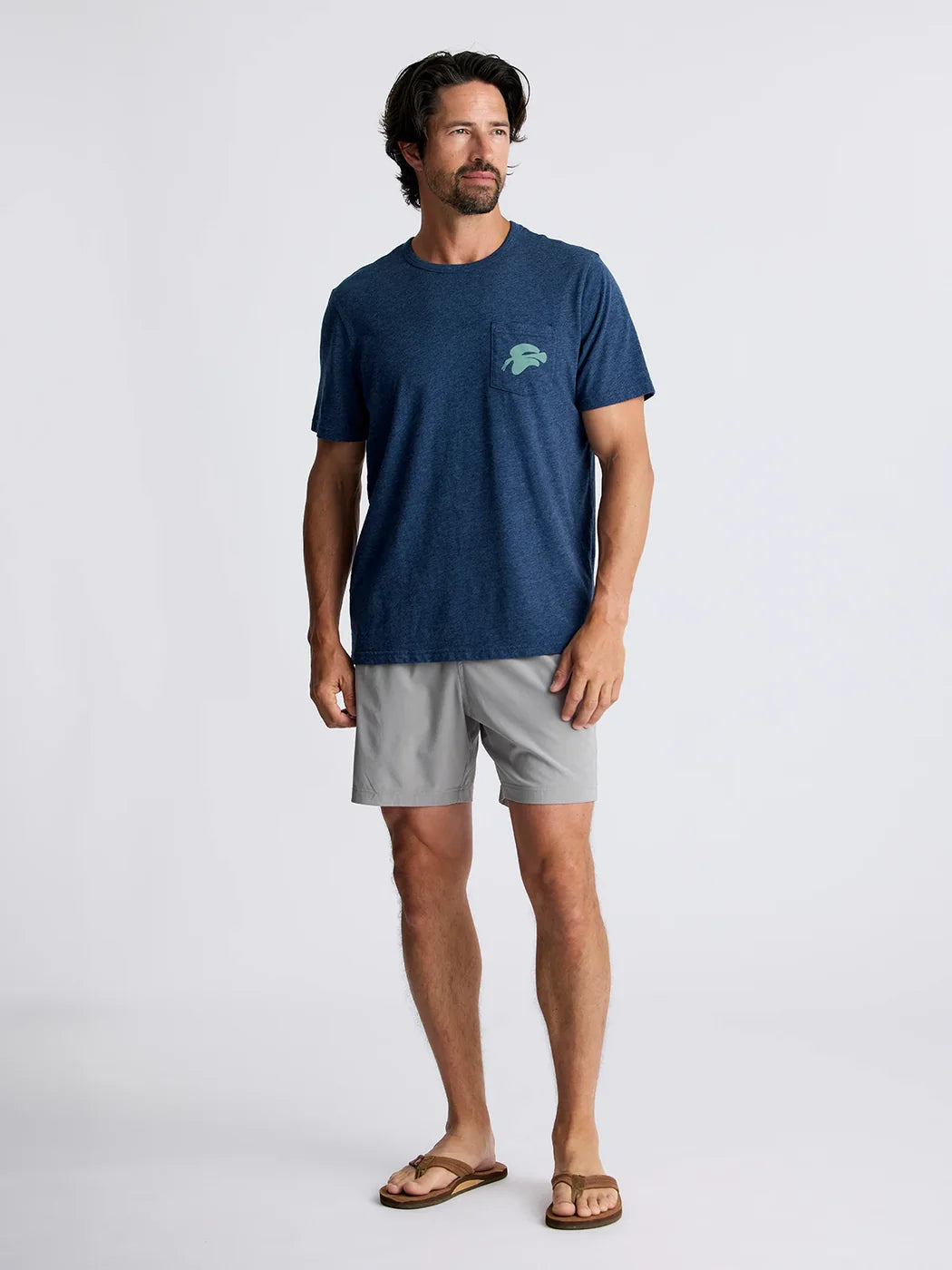 Free Fly Men's High Flyer Pocket Tee in Heather Navy