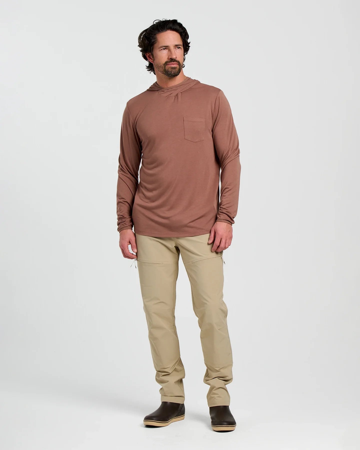 Free Fly Men's Bamboo Lightweight Hoodie in Nutmeg