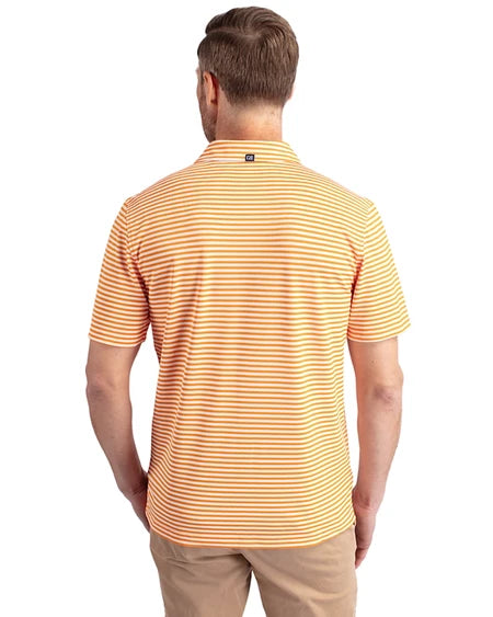 Cutter & Buck Men's Tennessee Volunteers Stripe Featherlight Pique Polo in Orange Burst